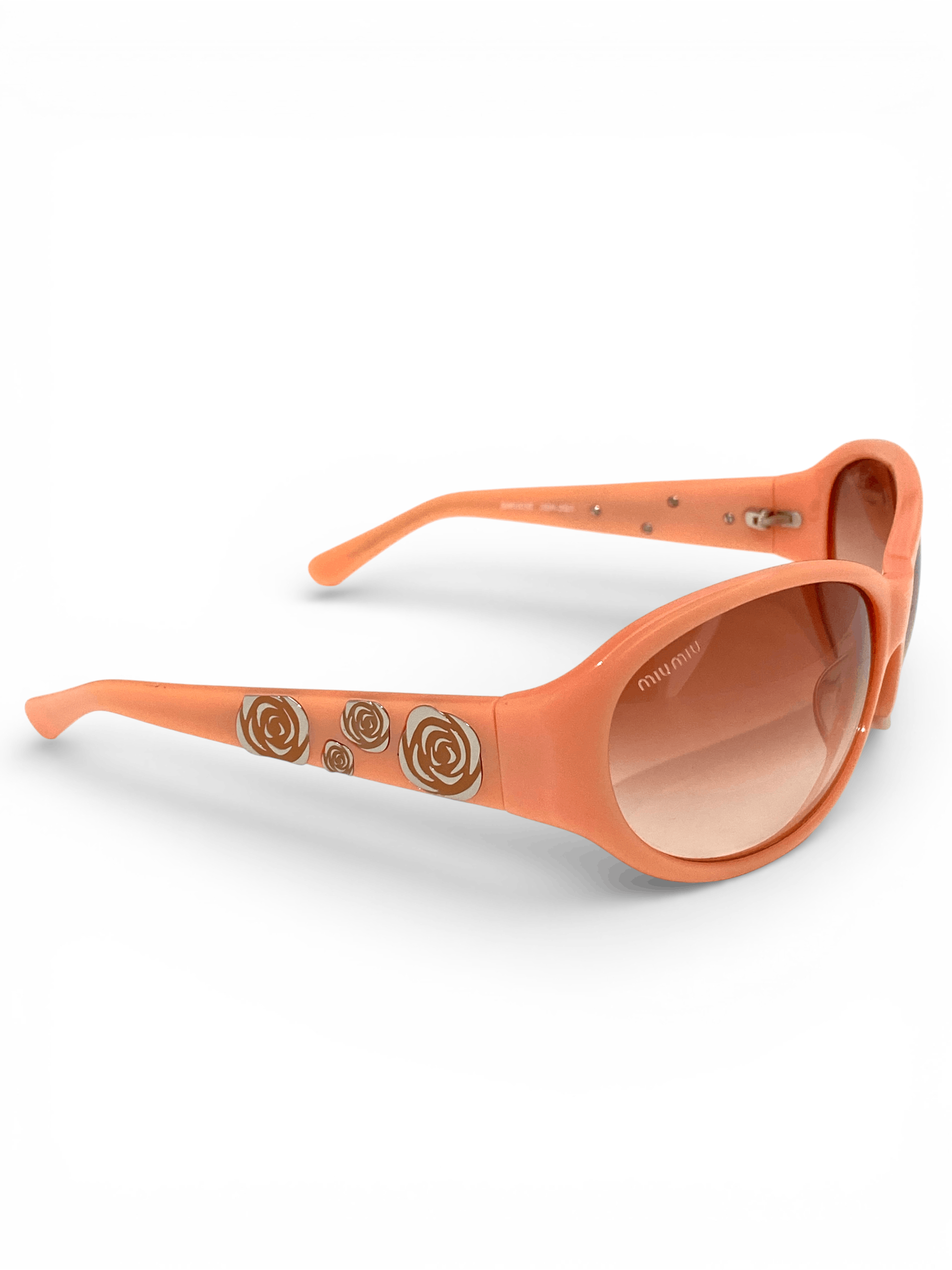 Miu Miu Miu Miu Flower Floral Logo Peach Retro Oval Sunglasses Y2K Size ONE SIZE - 6 Thumbnail
