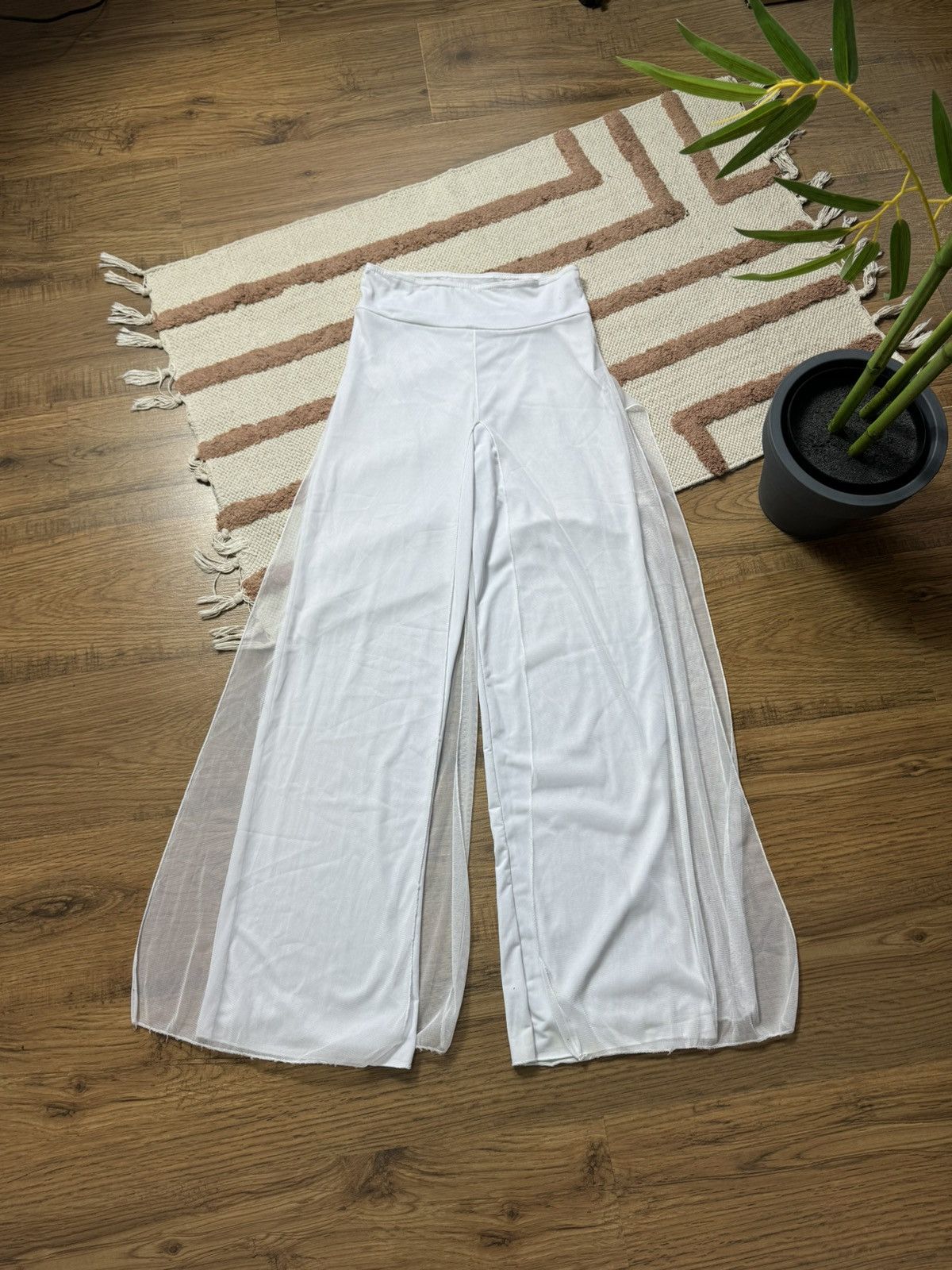 Vintage LACE RUCHES MESH FLARE PANTS Size 26" / US 2 / IT 38 - 8 Thumbnail