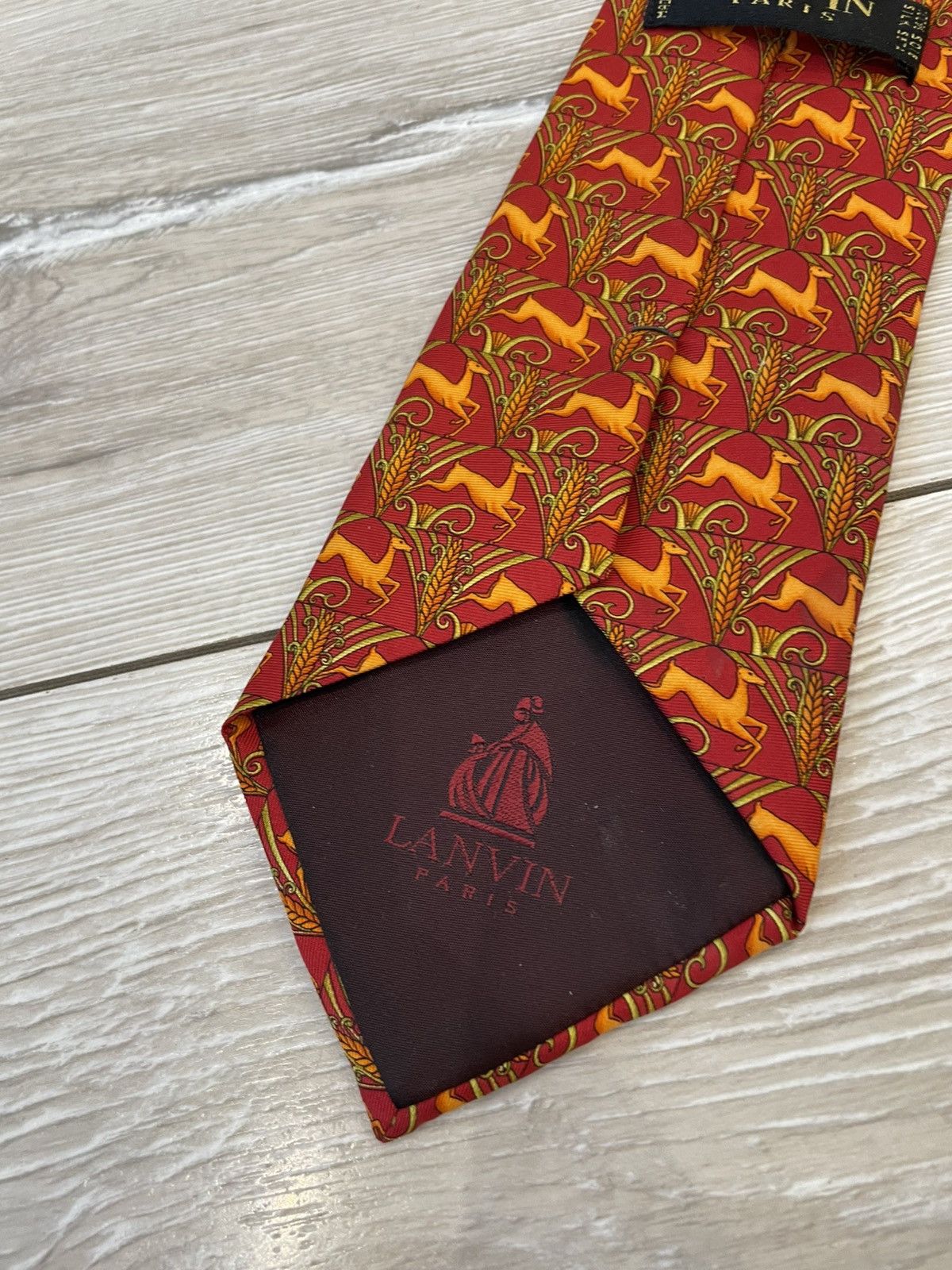 Designer × Lanvin × Vintage Rare Vintage Lanvin Paris 100% Silk Tie Made In France Size ONE SIZE - 4 Thumbnail