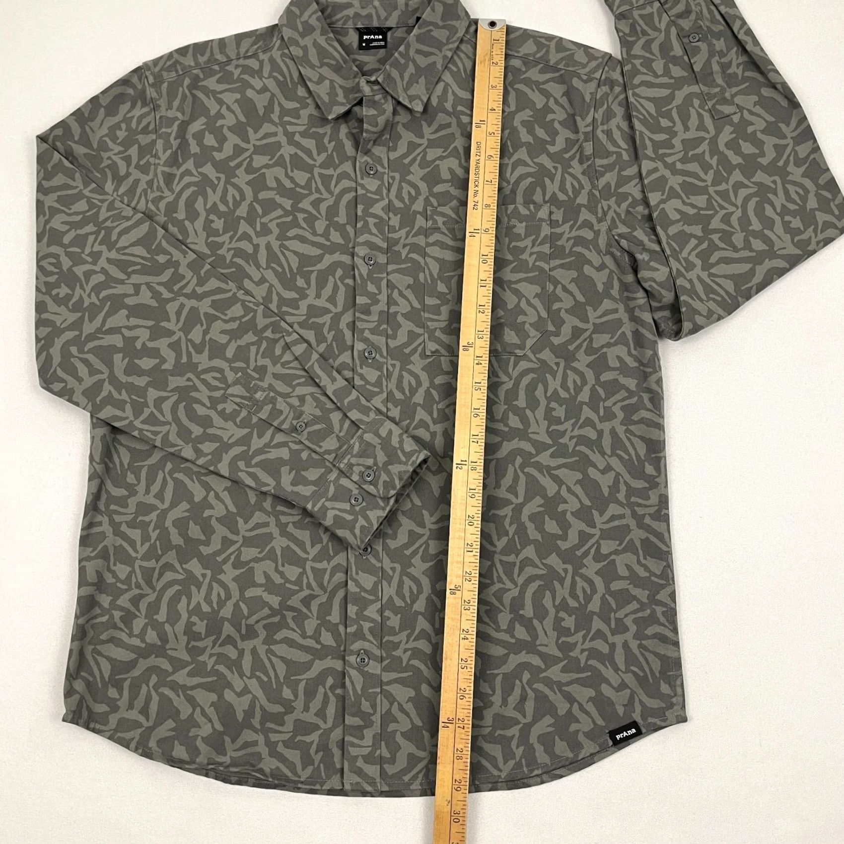 Prana Prana Arbored Shirt Mens M Gray Nori Freestyle Geo Canvas Hiking Casual Outdoors Shirt Size US M / EU 48-50 / 2 - 5 Thumbnail
