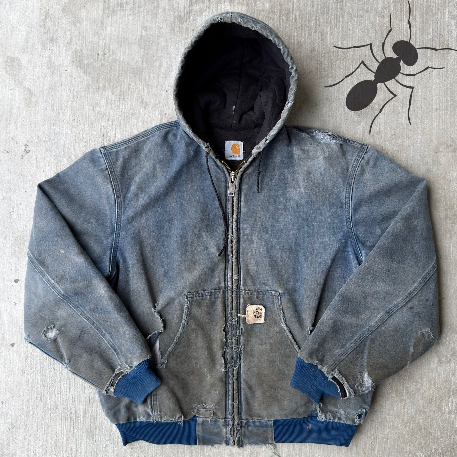 Carhartt × Vintage Vintage Navy 90s Carhartt J120 Boxy Hooded