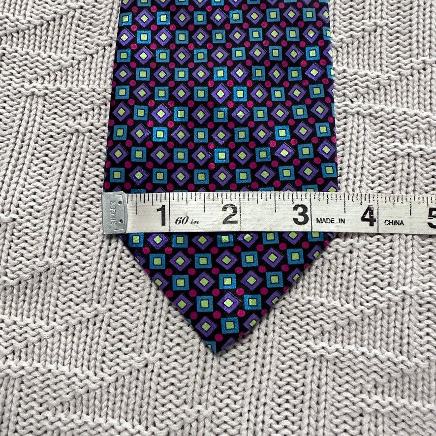 Brioni Brioni purple and green metallic geometric print silk tie Size ONE SIZE - 6 Thumbnail