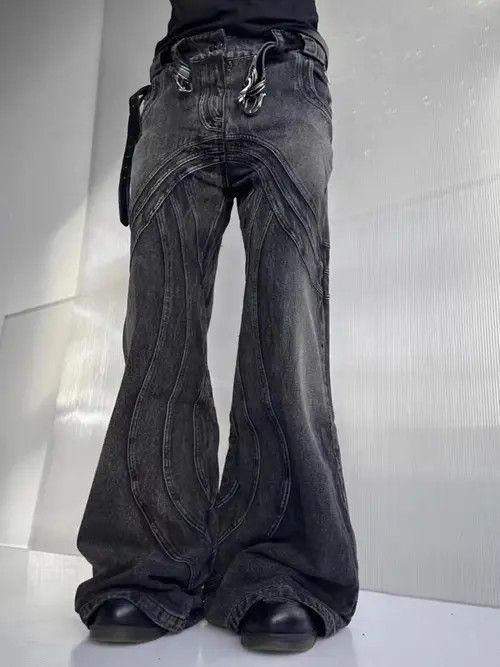 VIBE Retro washed distressed heavyweight corrugated bootcut jeans Size US 32 / EU 48 - 7 Thumbnail