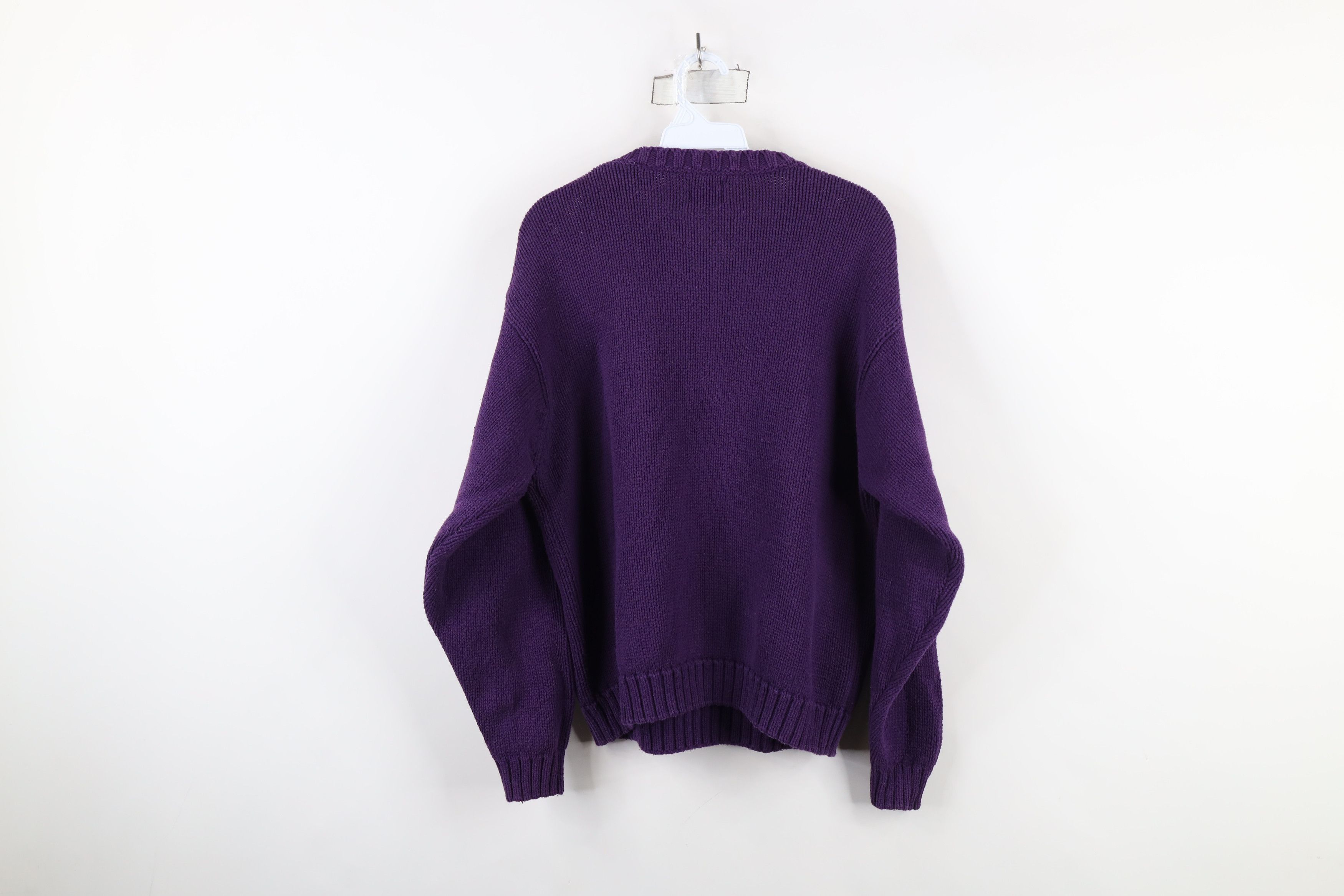 Gap × Vintage Vintage 90s Gap Blank Cotton Knit Crewneck Sweater Purple Size M / US 6-8 / IT 42-44 - 7 Thumbnail