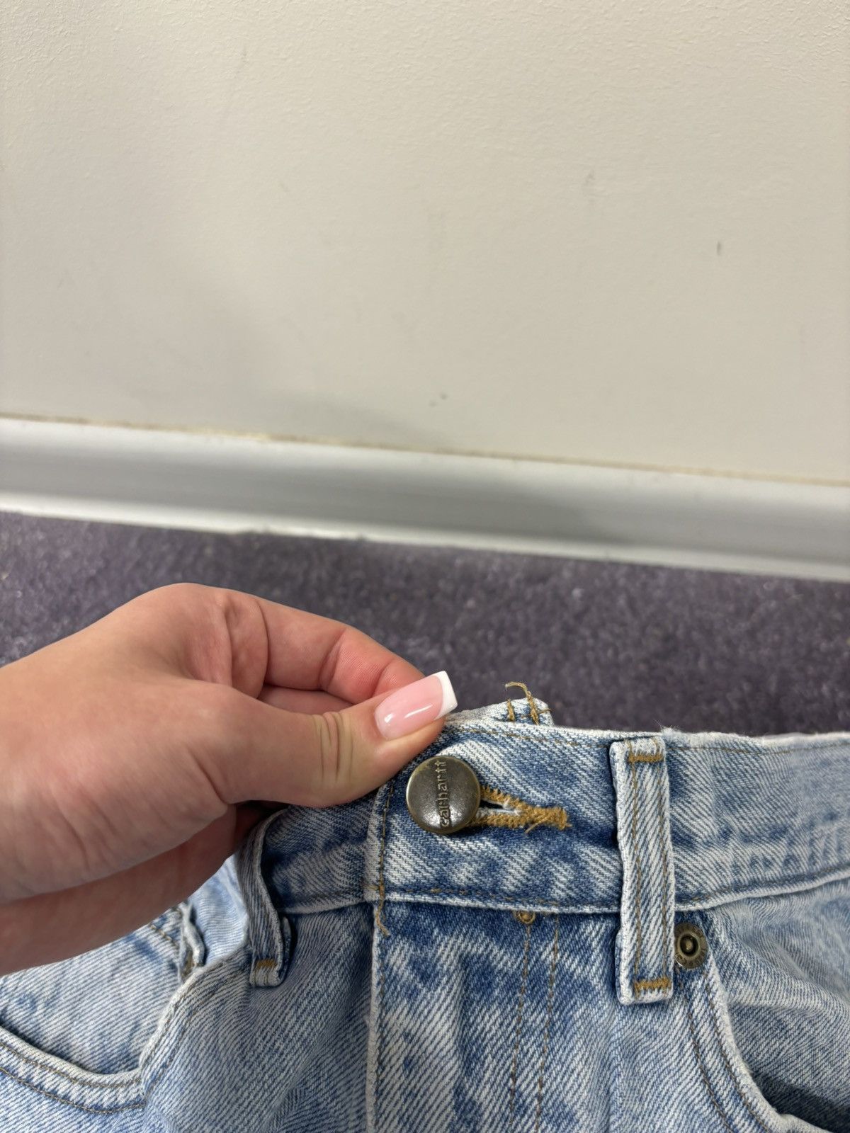 Carhartt Vintage Carhartt Y2K Light Blue Work Hype Heavy Denim Jeans Size US 32 / EU 48 - 16 Thumbnail