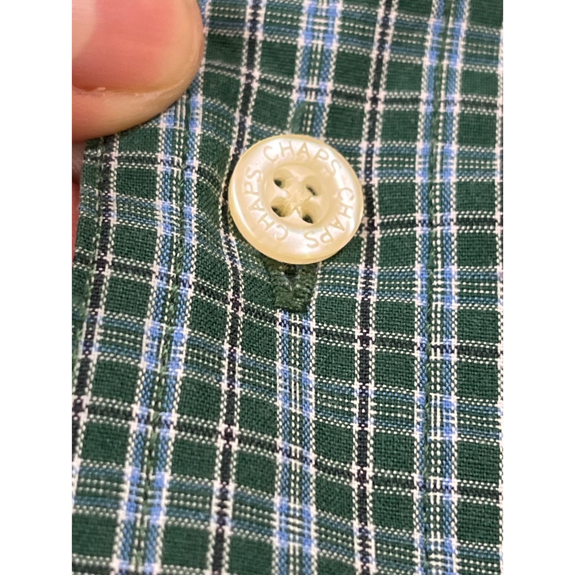 Chaps Chaps SKU 7623 Mens Green and Blue Plaid Button Down Shirt S Size US XL / EU 56 / 4 - 11 Thumbnail