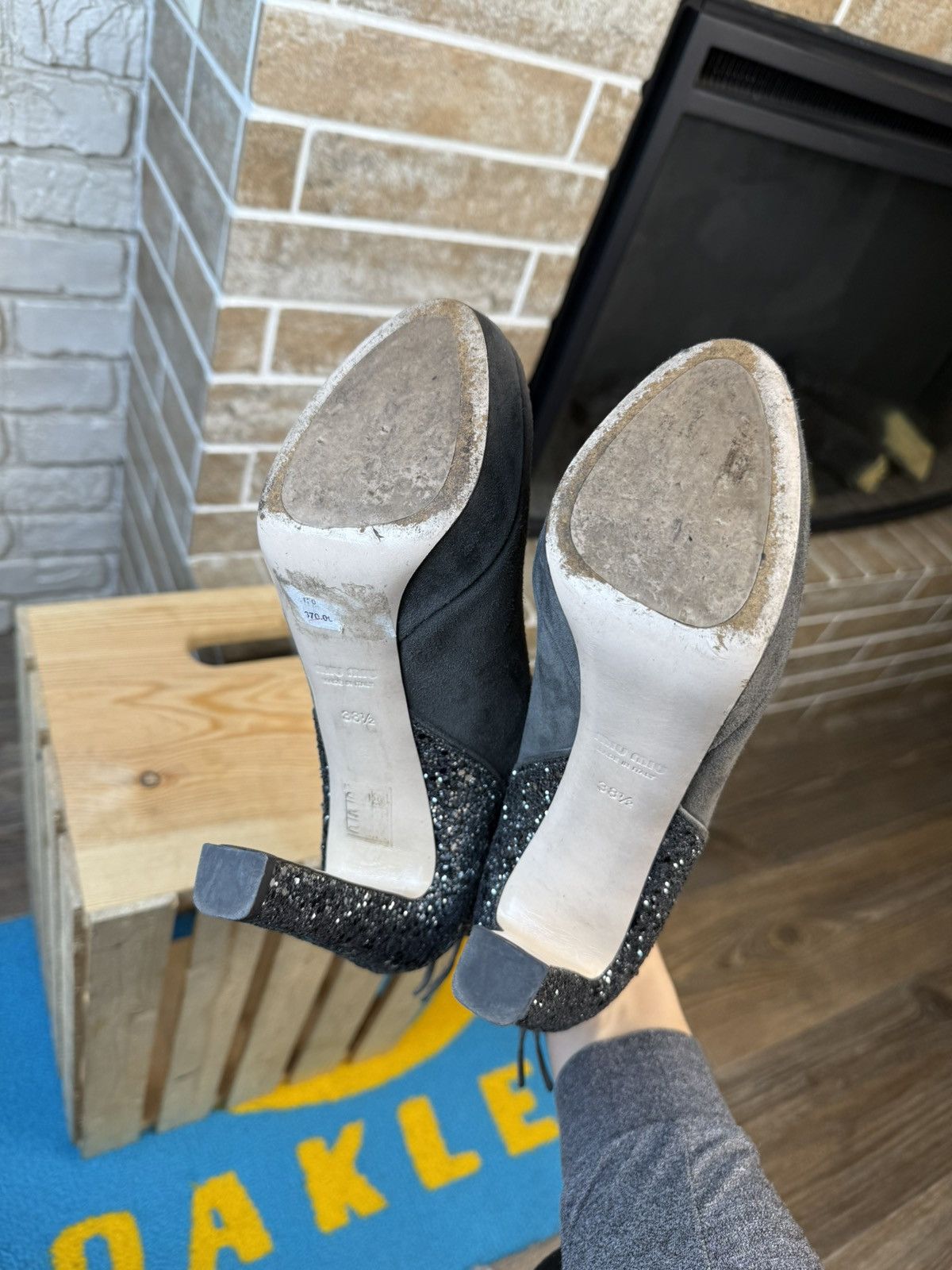 Miu Miu Miu Miu Gray Suede Glitter Heels Boots Size US 8.5 / IT 38.5 - 10 Thumbnail