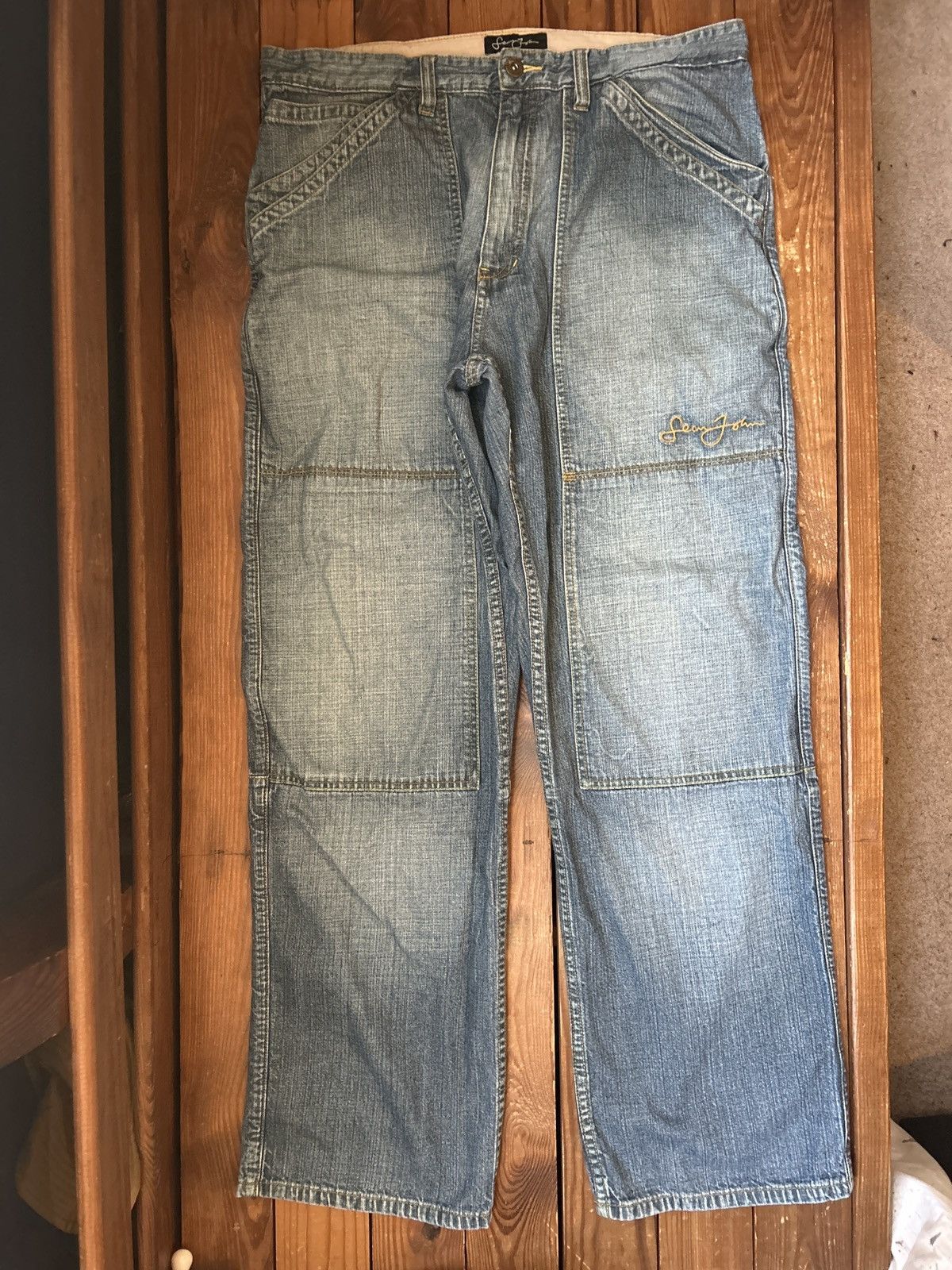 Sean John × Vintage Vintage 90s Y2K Sean John Baggy Double Knee Baggy Jeans Size US 34 / EU 50 - 1 Thumbnail