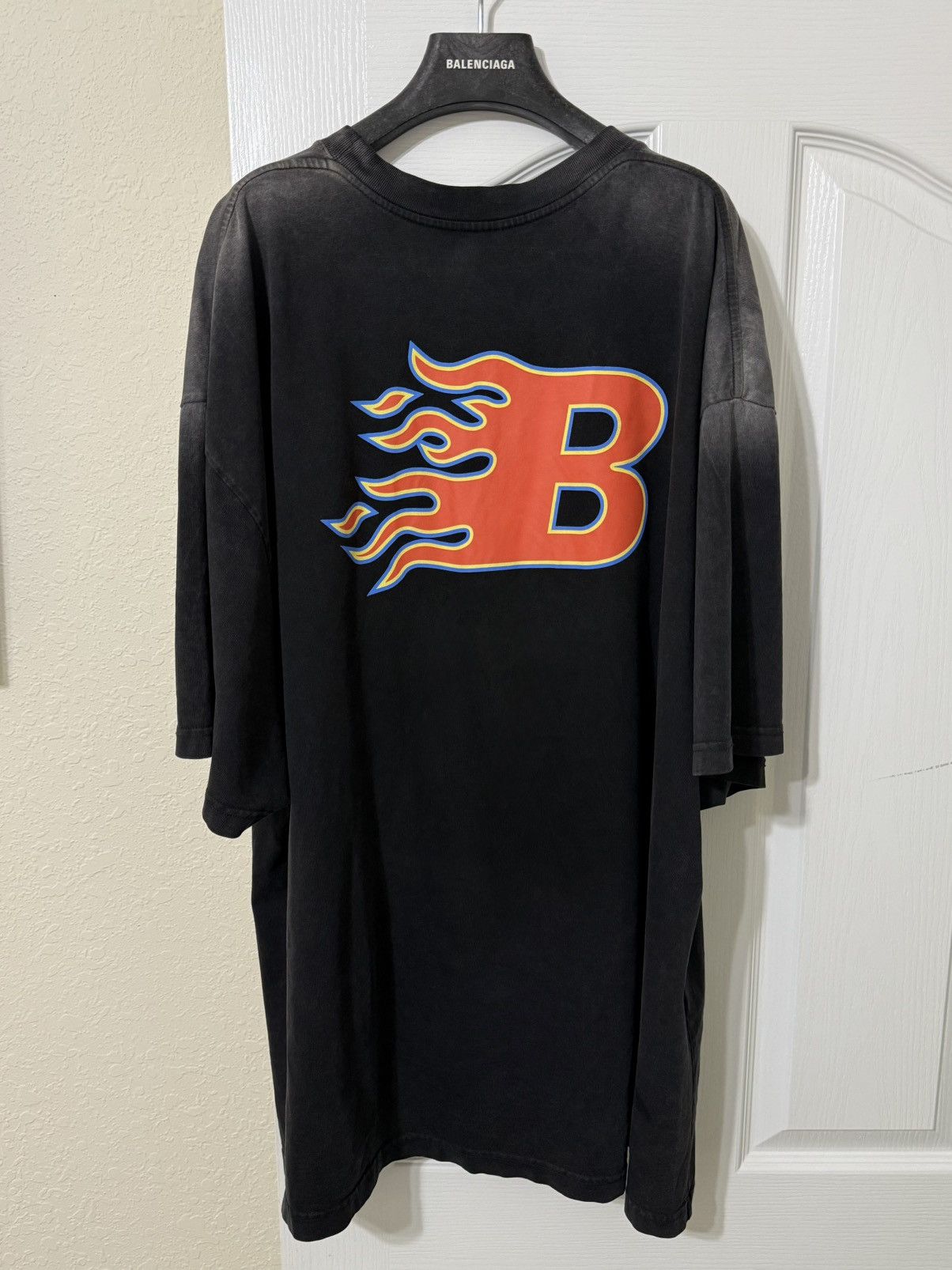 Balenciaga 'B' Flames Oversized Reverse T-Shirt | Grailed