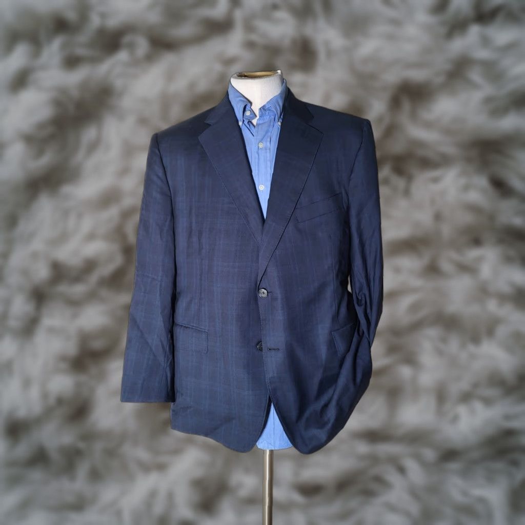 Vintage Sofias 42S Wool Plaid Sport Coat Jacket - Blue, Notch Lapel, Two Button, Full Canvas, Double-Vented, Fully Lined, Four-Season, Regular Fit, Mens, 42 Size US XS / EU 42 / 0 - 1 Thumbnail