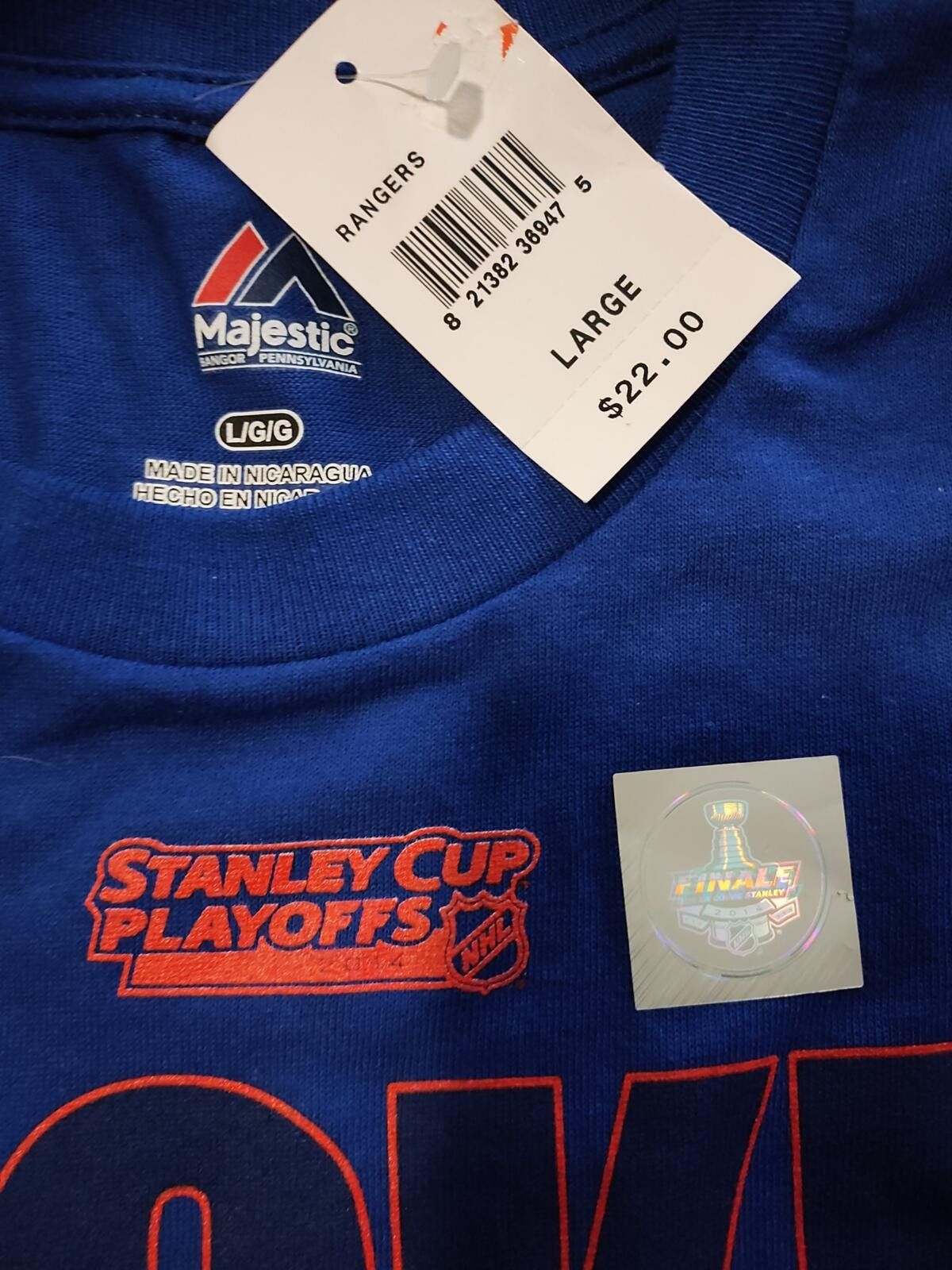Majestic Official Stanley Cup NY Rangers Broadway Hockey Tee, Sz L Size ONE SIZE - 6 Thumbnail