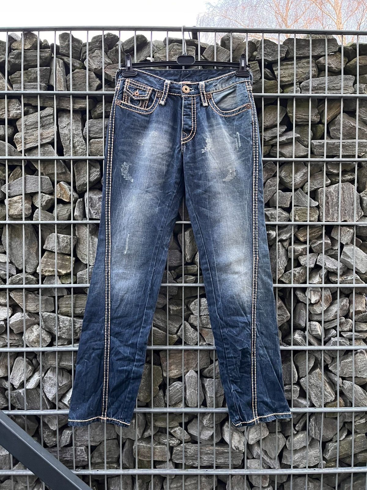 True Religion True Religion Japanese Jeans White Stitch Denim Rare Vintage Size US 31 - 1 Thumbnail