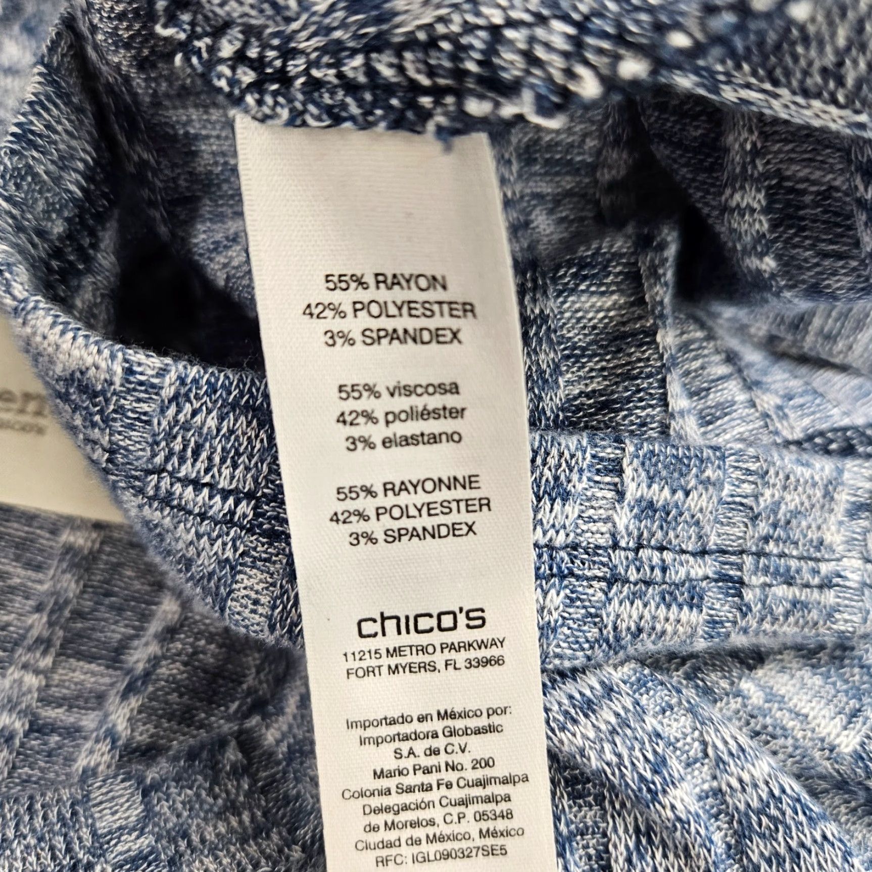 Vintage Chicos Zenergy Womens Top Sz M Blue Ribbed 3/4 Sleeve Rayon Blend Shirt Adult Medium Womens Size M / US 6-8 / IT 42-44 - 6 Thumbnail