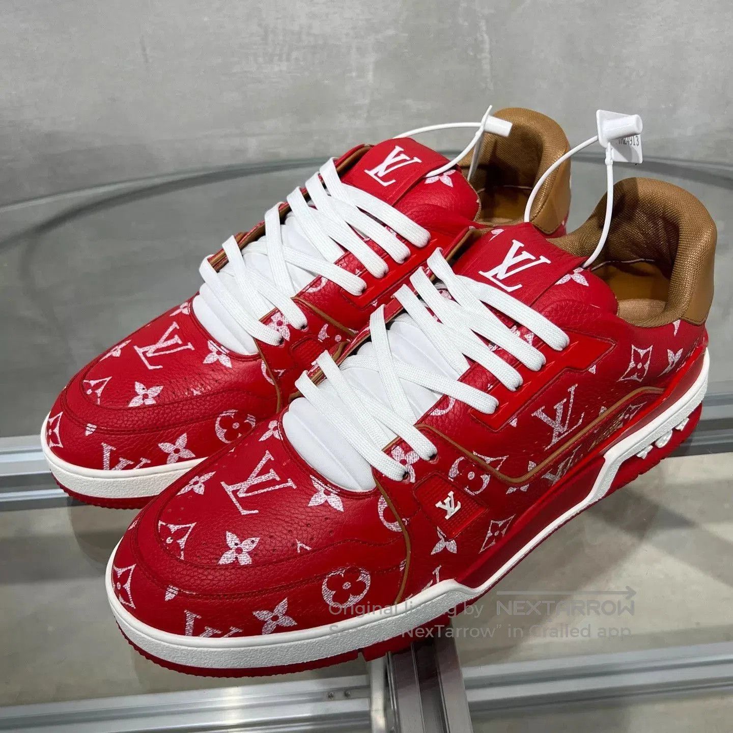 Louis Vuitton Red Low-Top Sneakers with Pattern, Size 10. Size US 10 / EU 43 - 2 Thumbnail