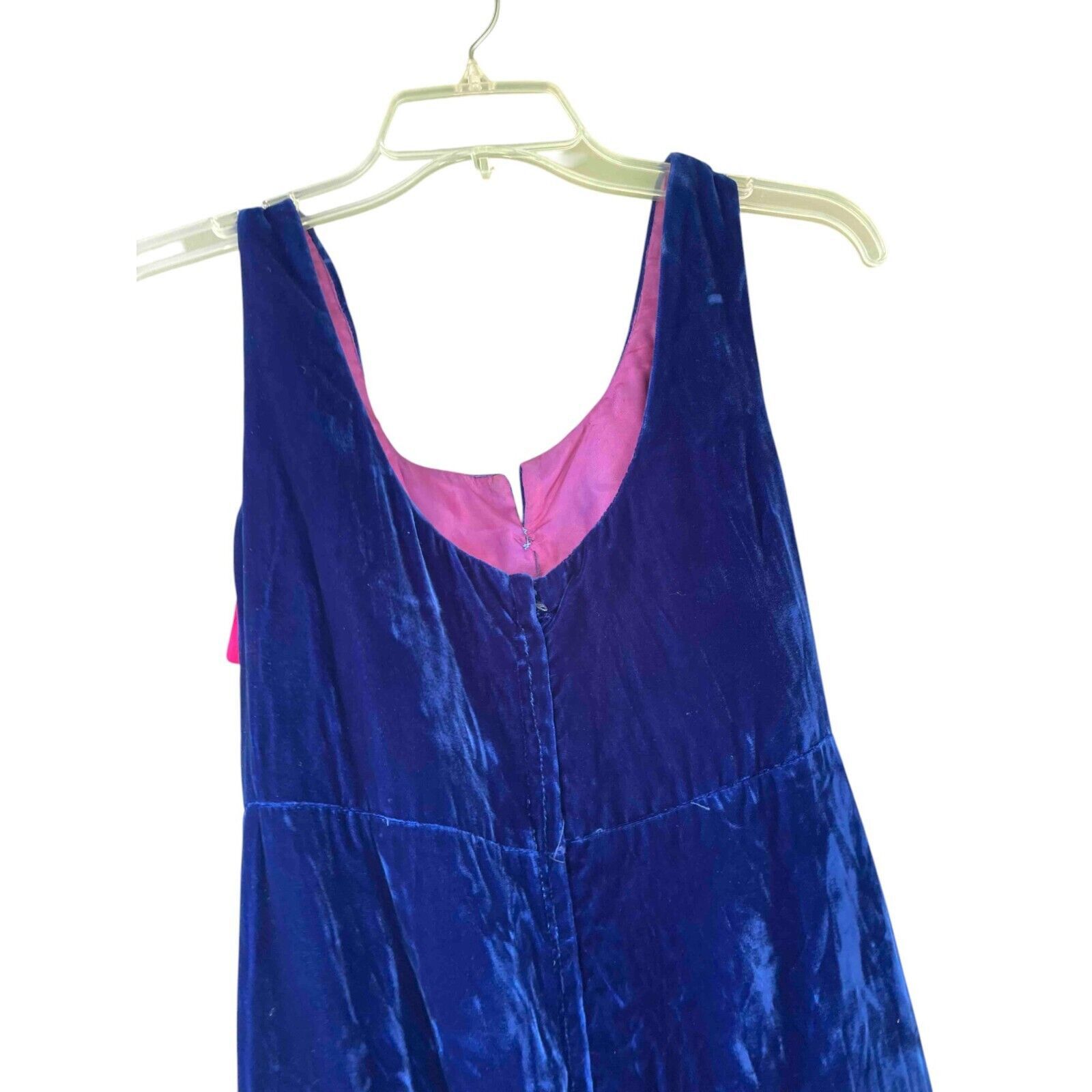 Other 1970's Vintage ILGWU Crushed Velvet Sleeveless Blue Dress Size XS / US 0-2 / IT 36-38 - 8 Thumbnail