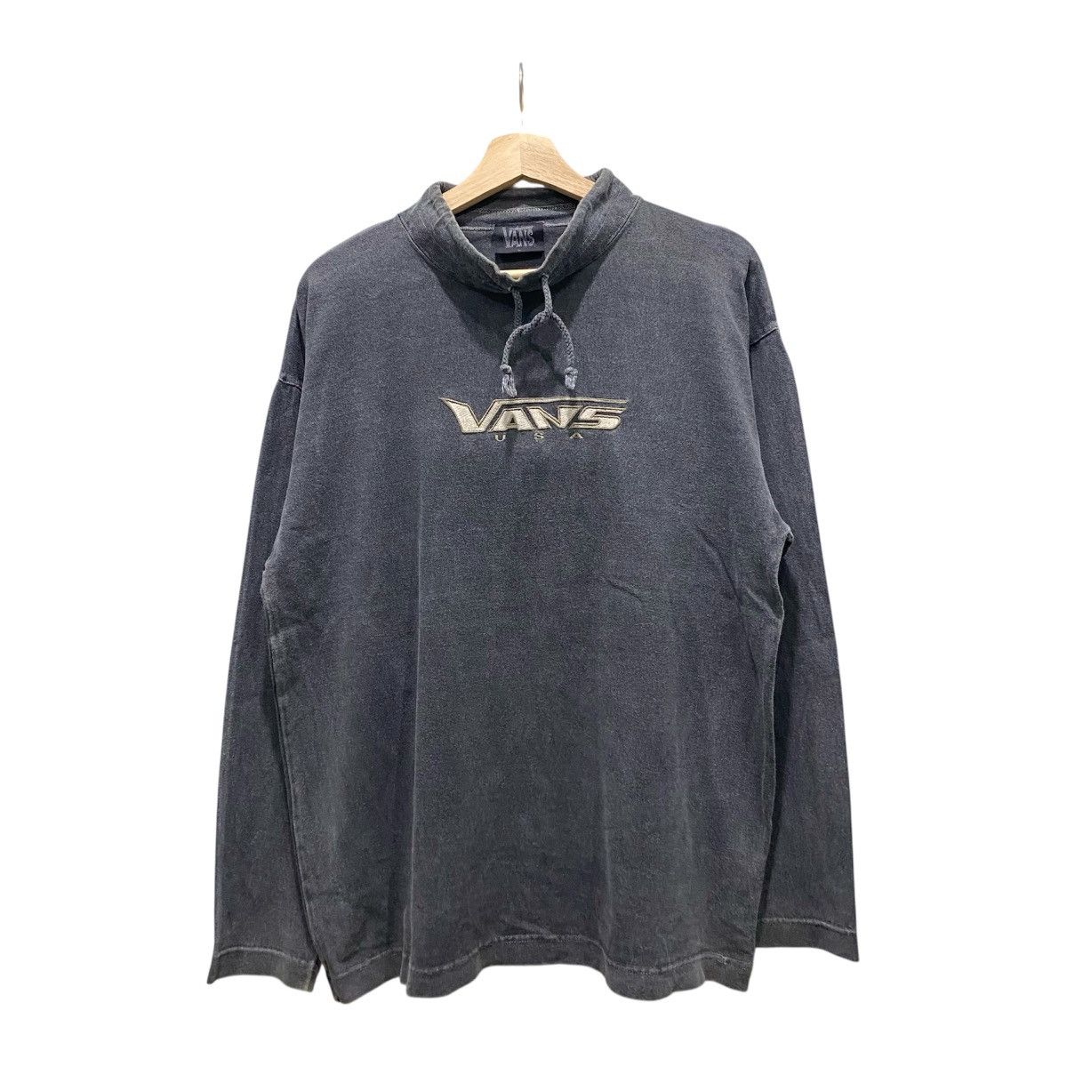 Vans Vintage Vans USA Faded Black Mock Neck Sweatshirt Y2K Skater Size US L / EU 52-54 / 3 - 1 Thumbnail