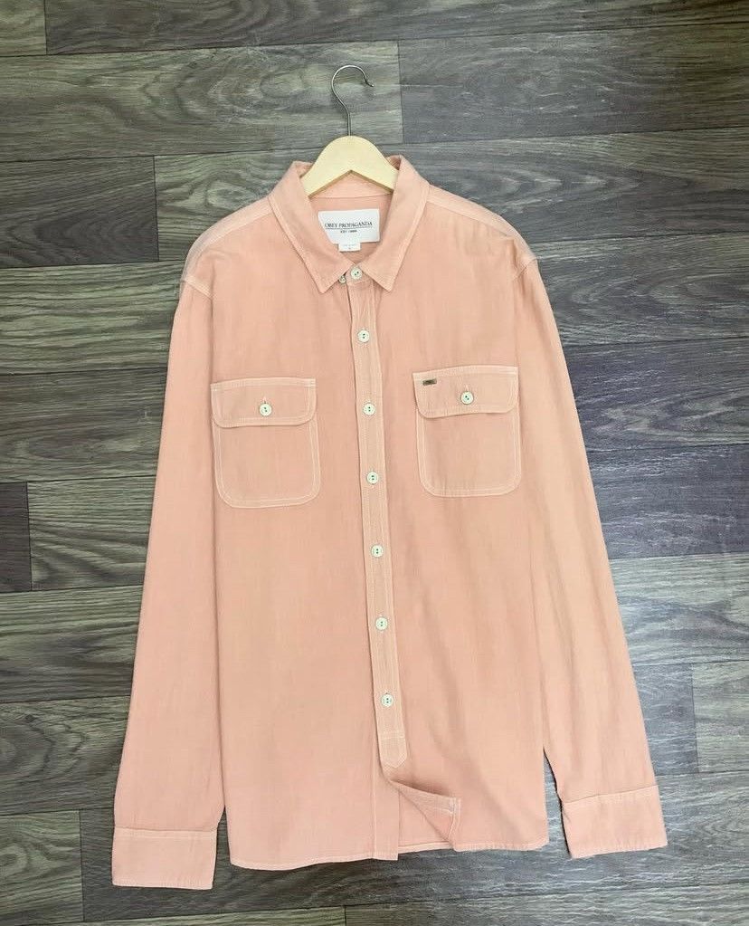 Obey Mens Shirt OBEY PROPAGANDA Cotton Vintage Long Sleeve Size US M / EU 48-50 / 2 - 2 Thumbnail