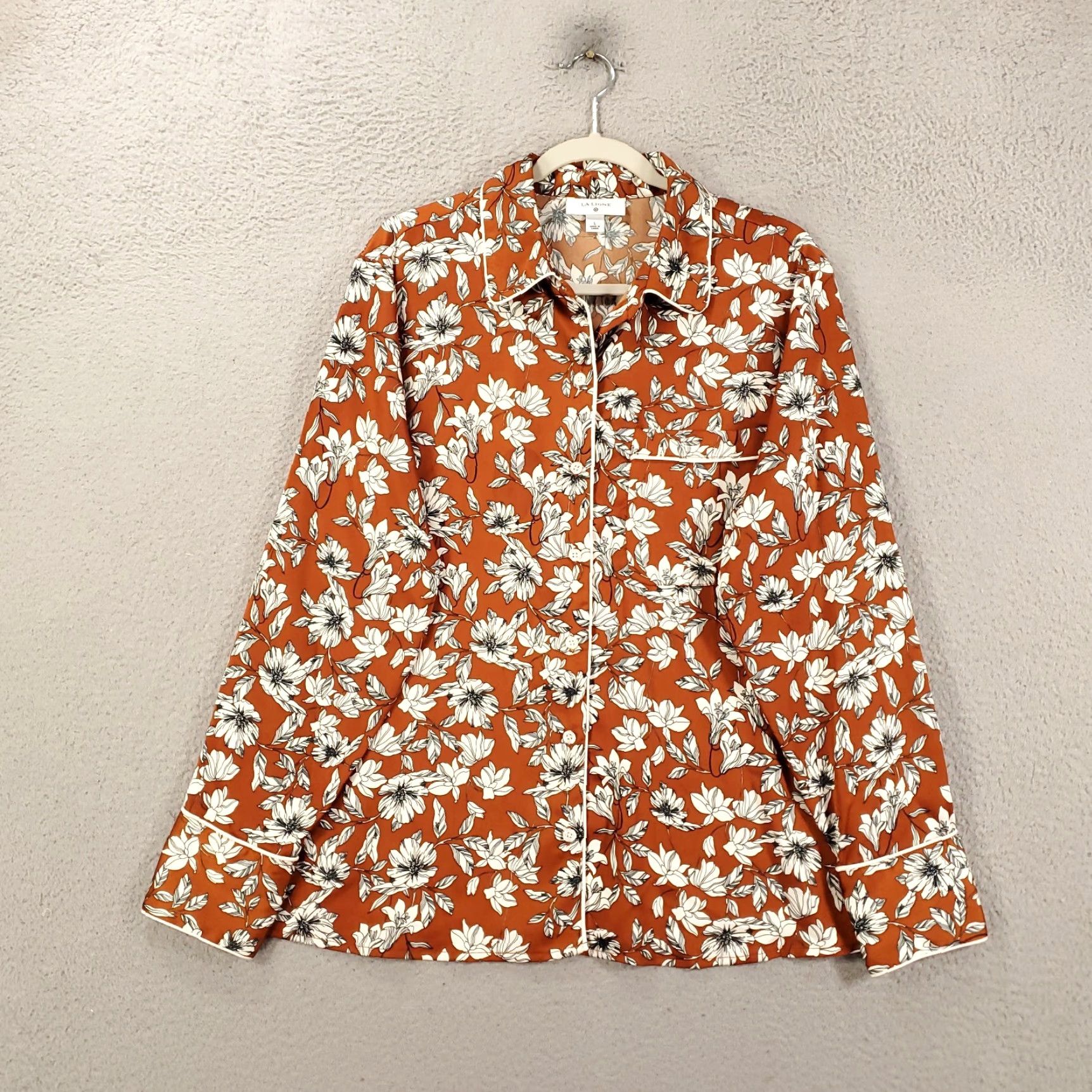 La Ligne La Ligne Top Womens Large Brown Floral Button Up Front Shirt Size L / US 10 / IT 46 - 3 Thumbnail