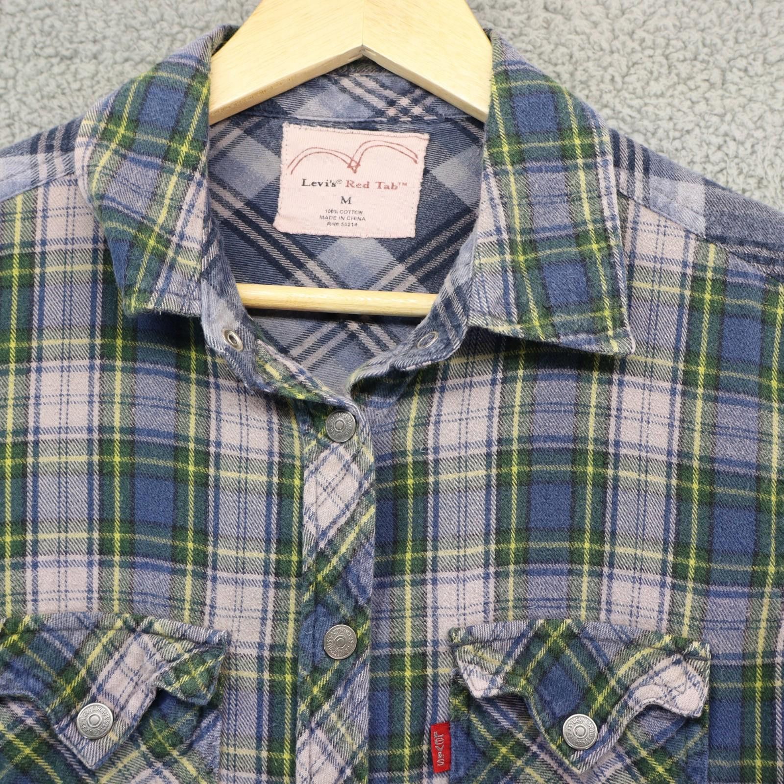 Levi's Levi's Women Medium Long Sleeve Metal Snap Blue Plaid Cotton Size M / US 6-8 / IT 42-44 - 2 Thumbnail