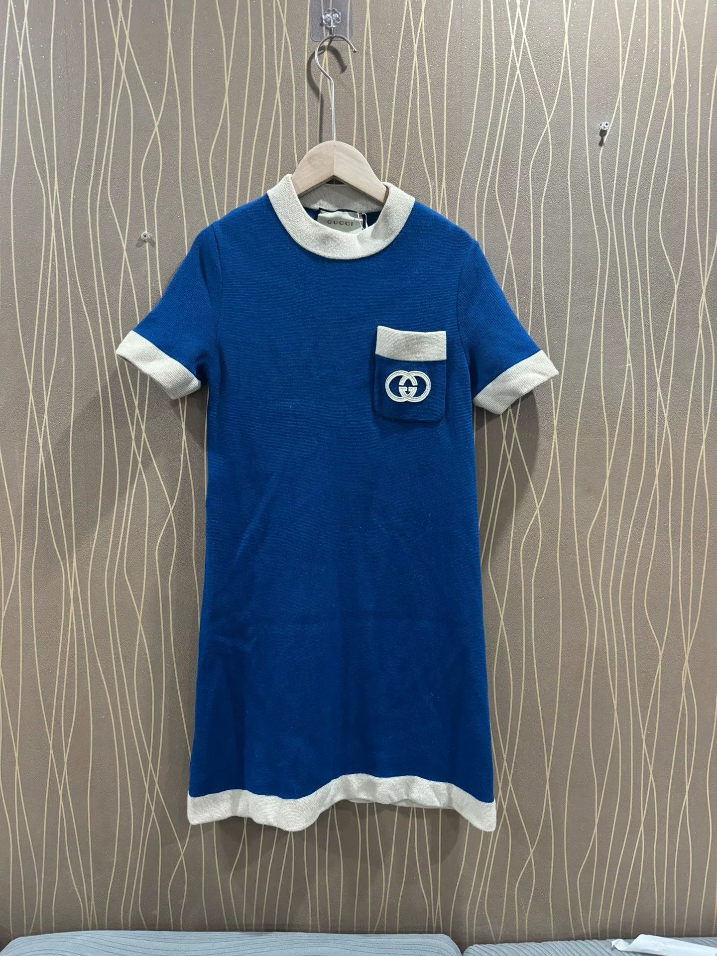 Gucci Gucci Blue Wool Short Sleeve Dress Size US XS / EU 42 / 0 - 1 Thumbnail
