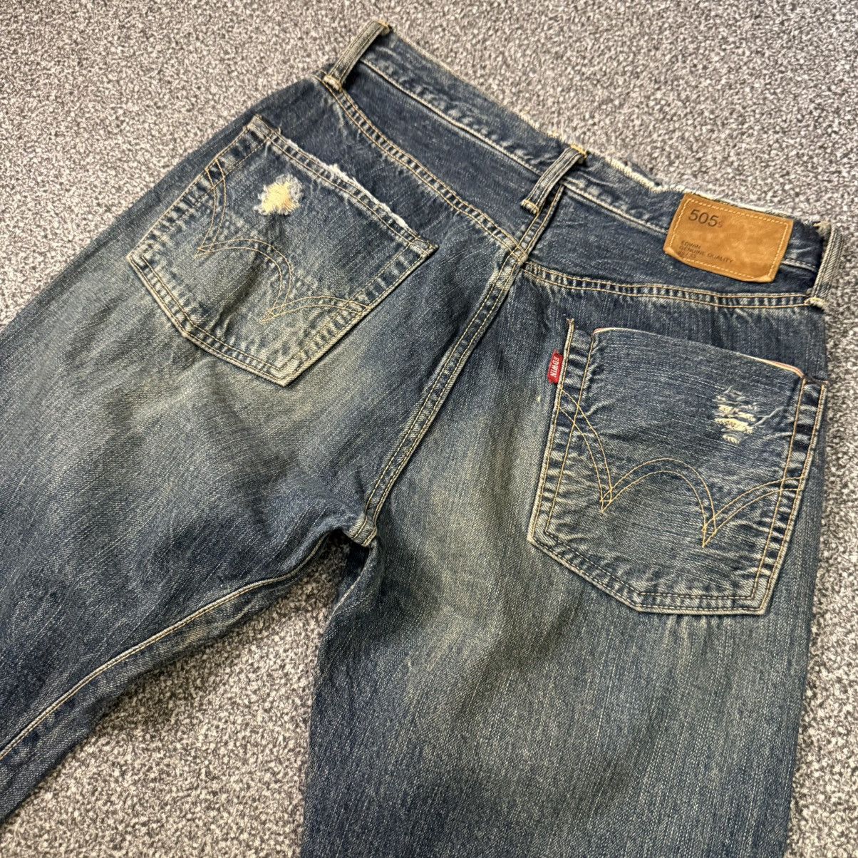 If Six Was Nine Vtg Archival Selvedge Edwin 505s Thrashed Distressed Mud Size US 29 - 8 Thumbnail