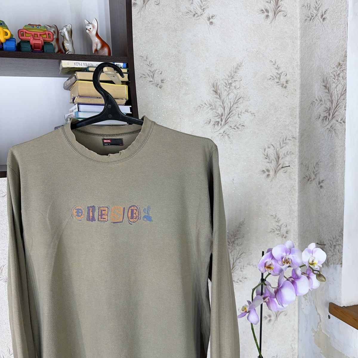 Diesel Vintage Diesel Longsleeve Archive Centre Khaki Avant Garde Size US L / EU 52-54 / 3 - 8 Thumbnail