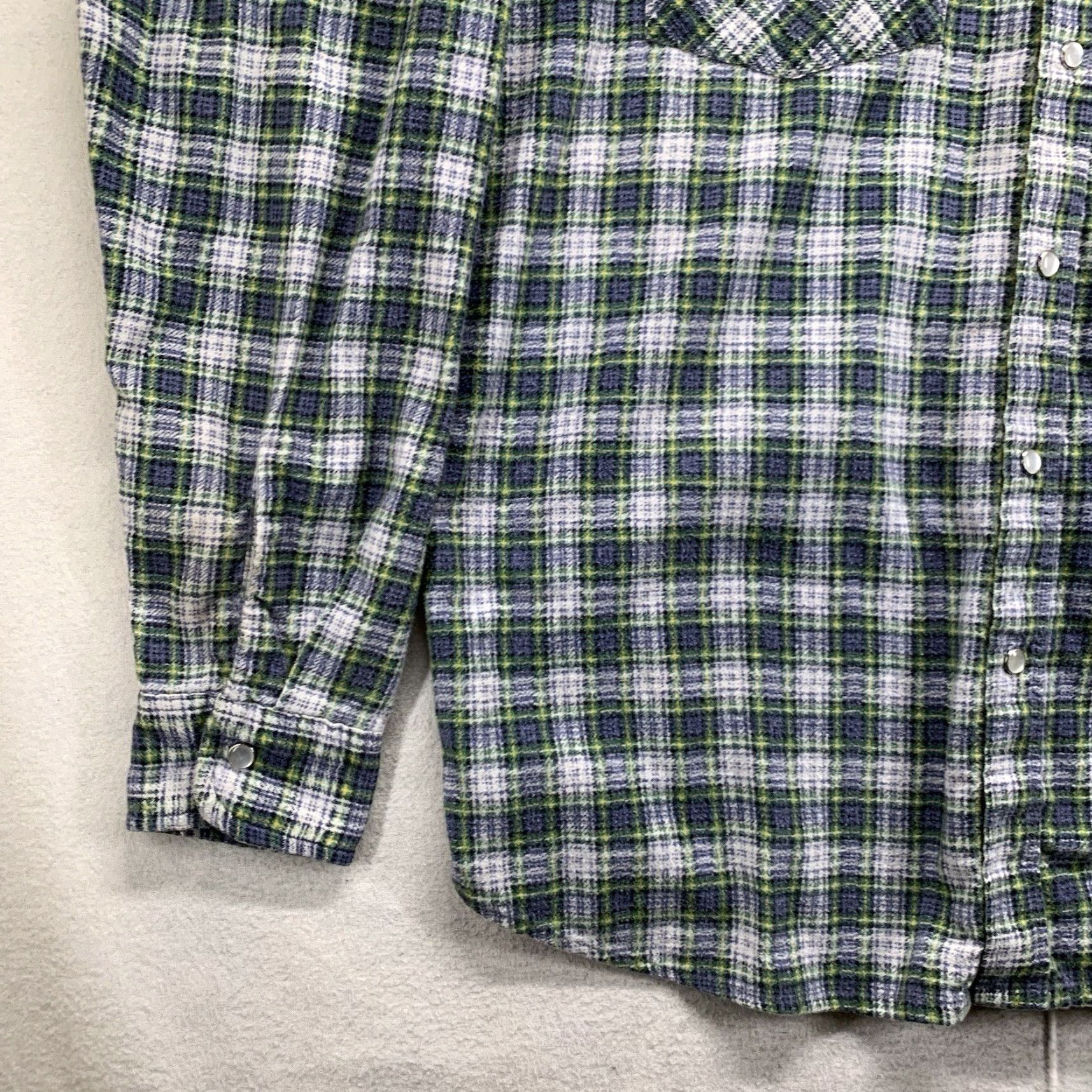 Haband VINTAGE 90s Haband Pearl Snap Plaid Flannel Shirt White Blue Green Medium Men Size US M / EU 48-50 / 2 - 2 Thumbnail