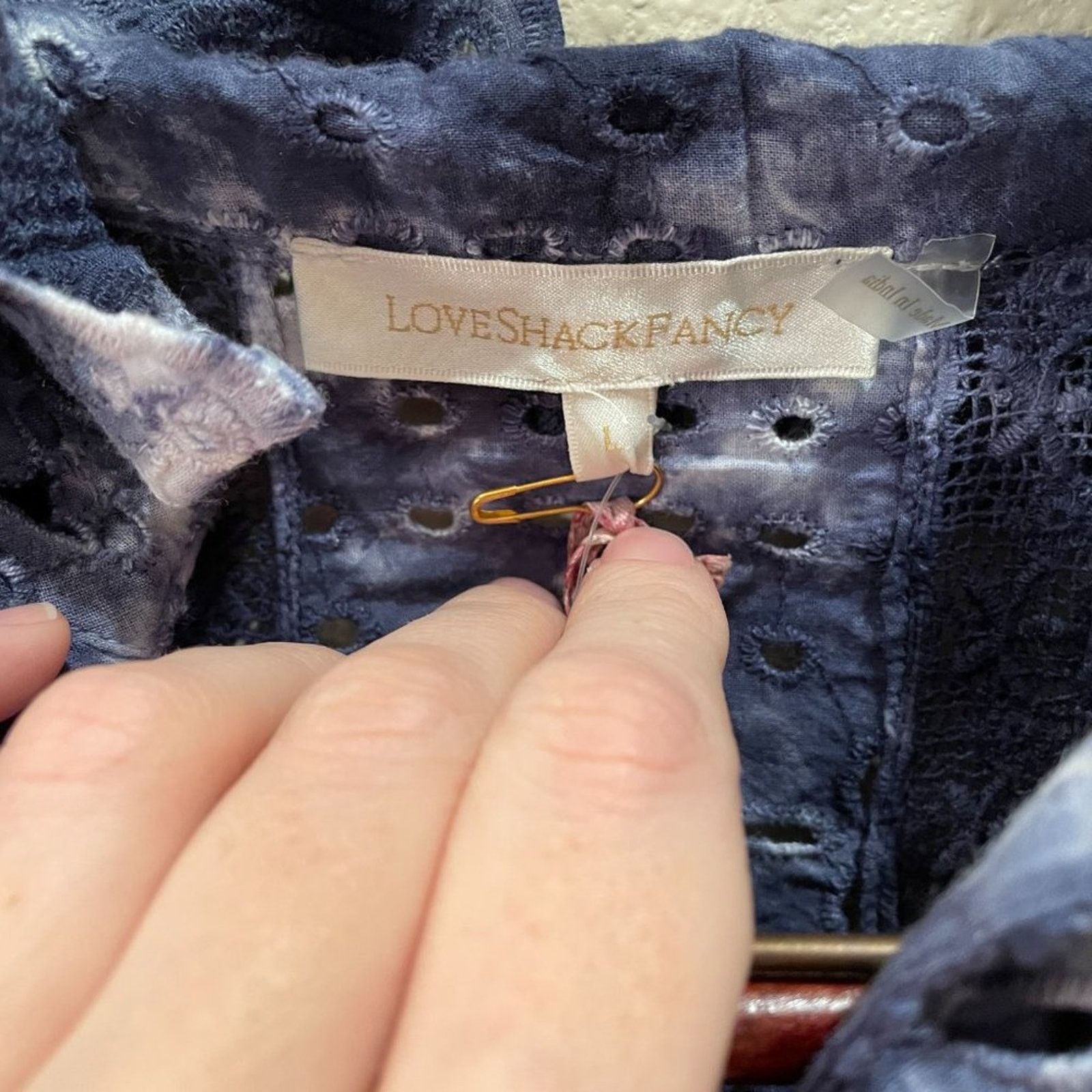 LoveShackFancy NEW LoveShackFancy Elspeth Dress in Midnight Hand Dye Blue Size L / US 10 / IT 46 - 4 Thumbnail