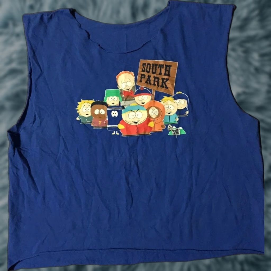 Vintage VINTAGE South Park Shirt XL Blue 90s Distressed Chopped Comedy Central T-Shirt Men's Grunge TV Cartoon Size US XL / EU 56 / 4 - 1 Thumbnail