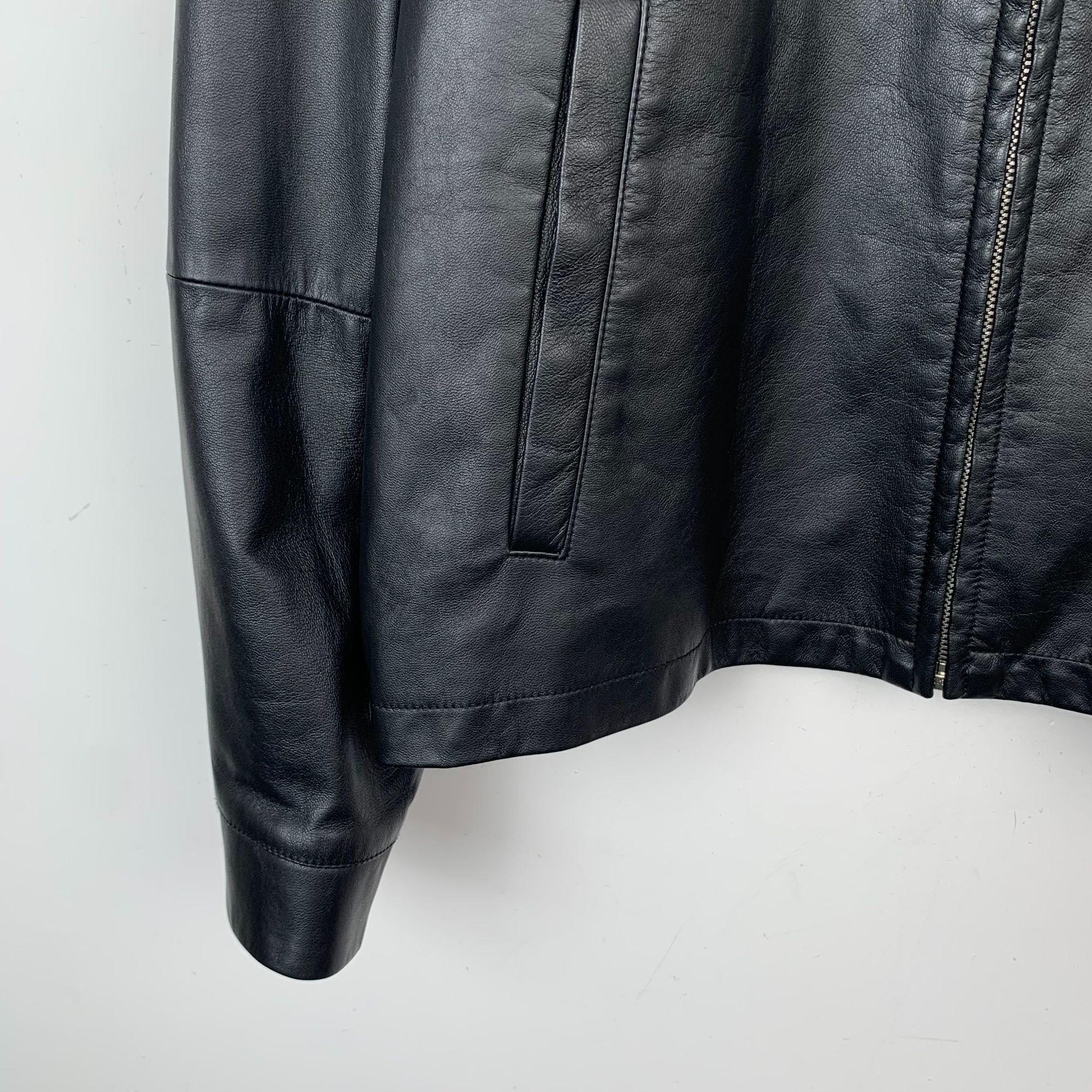 Prada Prada Mens Black Leather Logo Zip Jacket Size 48 100% Sheep Size US M / EU 48-50 / 2 - 6 Thumbnail