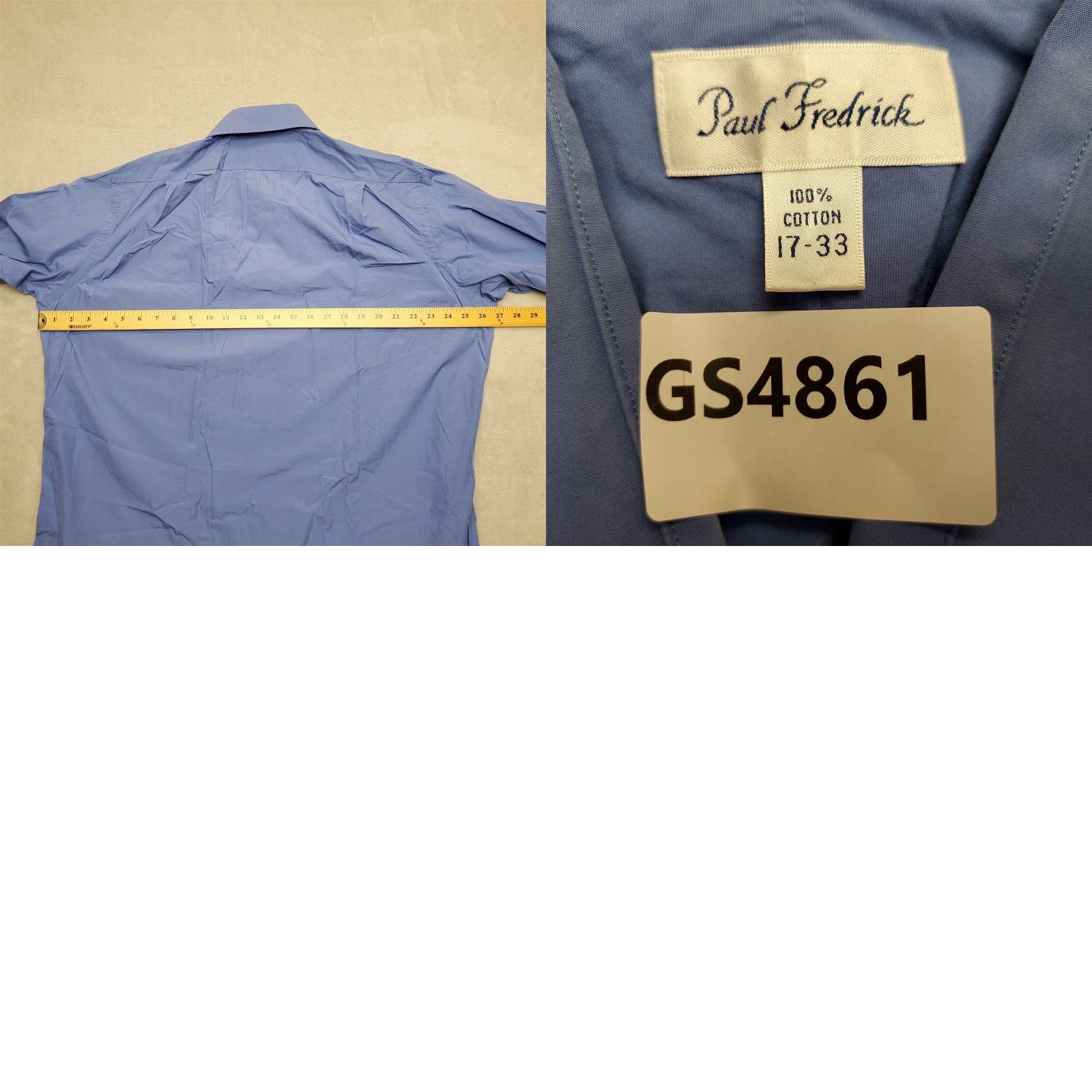 Imperial Paul Fredrick Shirt Mens 16.5 Blue Imperial Two Ply Broadcloth French Cuff Button-Up Long Sleeve Mens Shirt Size US XL / EU 56 / 4 - 8 Thumbnail