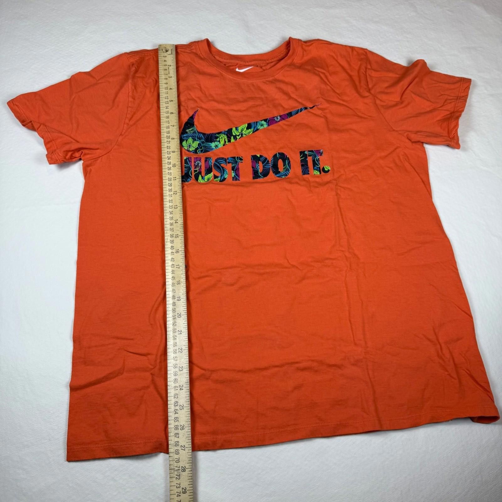 Nike Nike Just Do It Floral Swoosh Graphic T-Shirt Orange Mens XL Size US XL / EU 56 / 4 - 4 Thumbnail