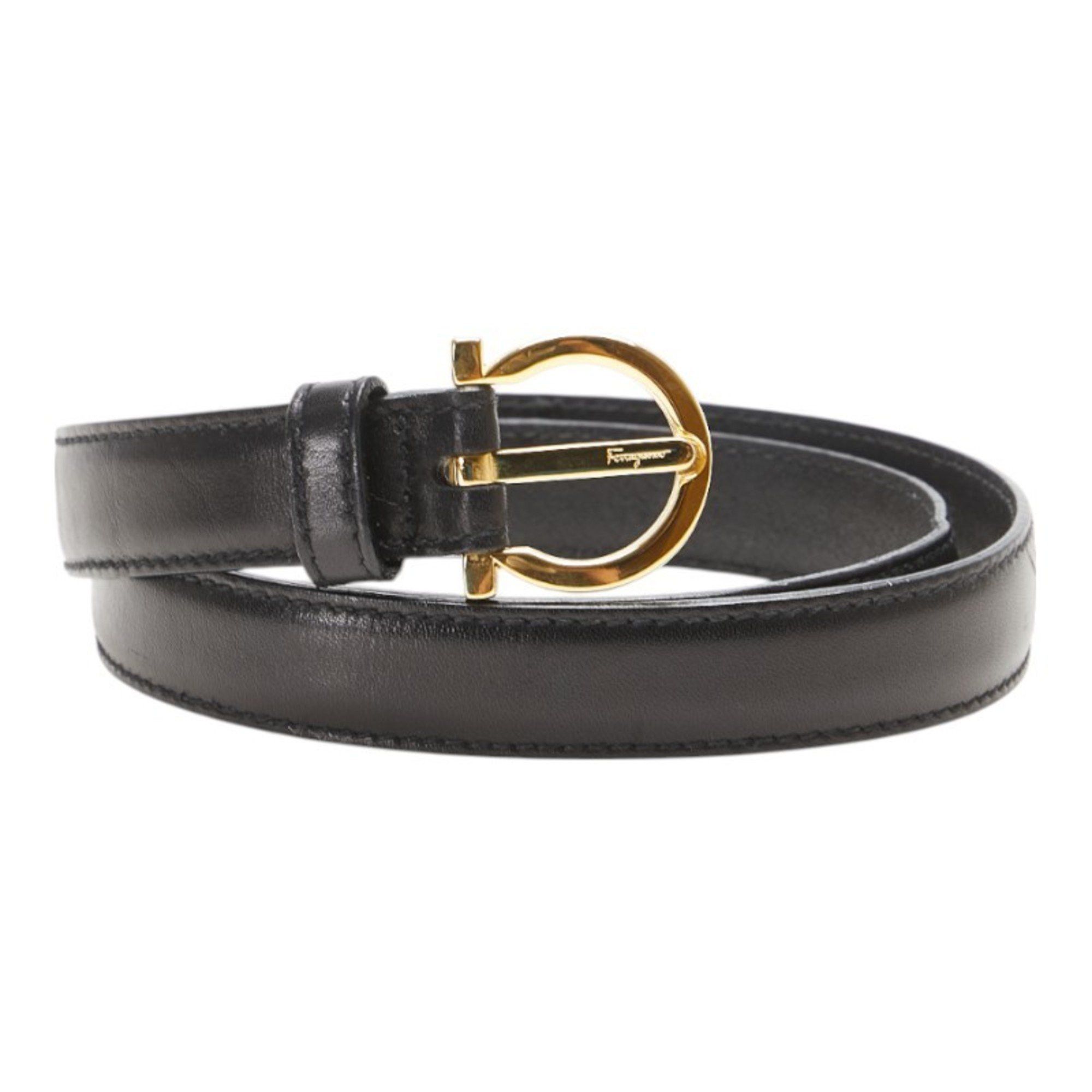 Salvatore Ferragamo Black Leather Gancini Belt Size 75 Gold Buckle Ferragamo BLACK Leather Gancini Hug Belt Size 75cm or 29  main image 4