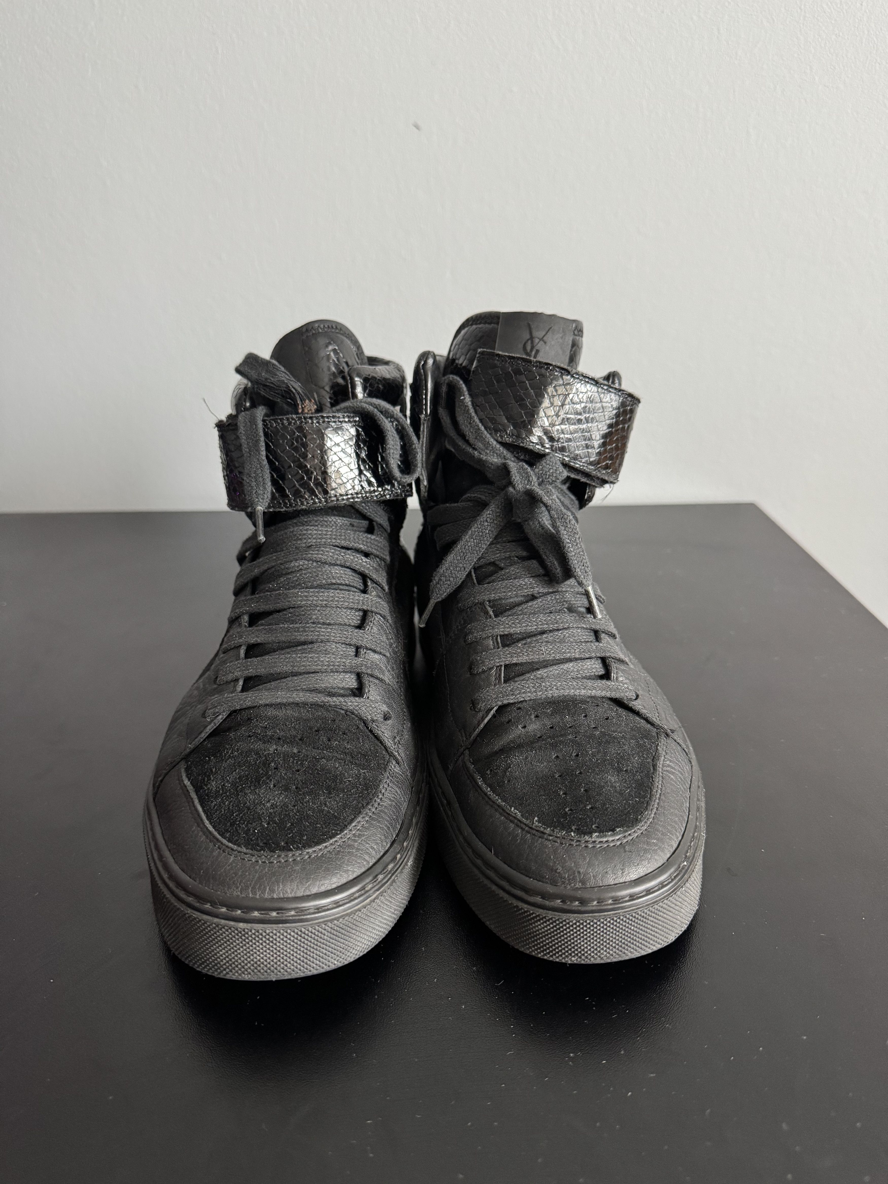 Yves Saint Laurent Yves Saint Laurent Black Suede Leather High Sneakers snake Size US 8 / EU 41 - 4 Thumbnail
