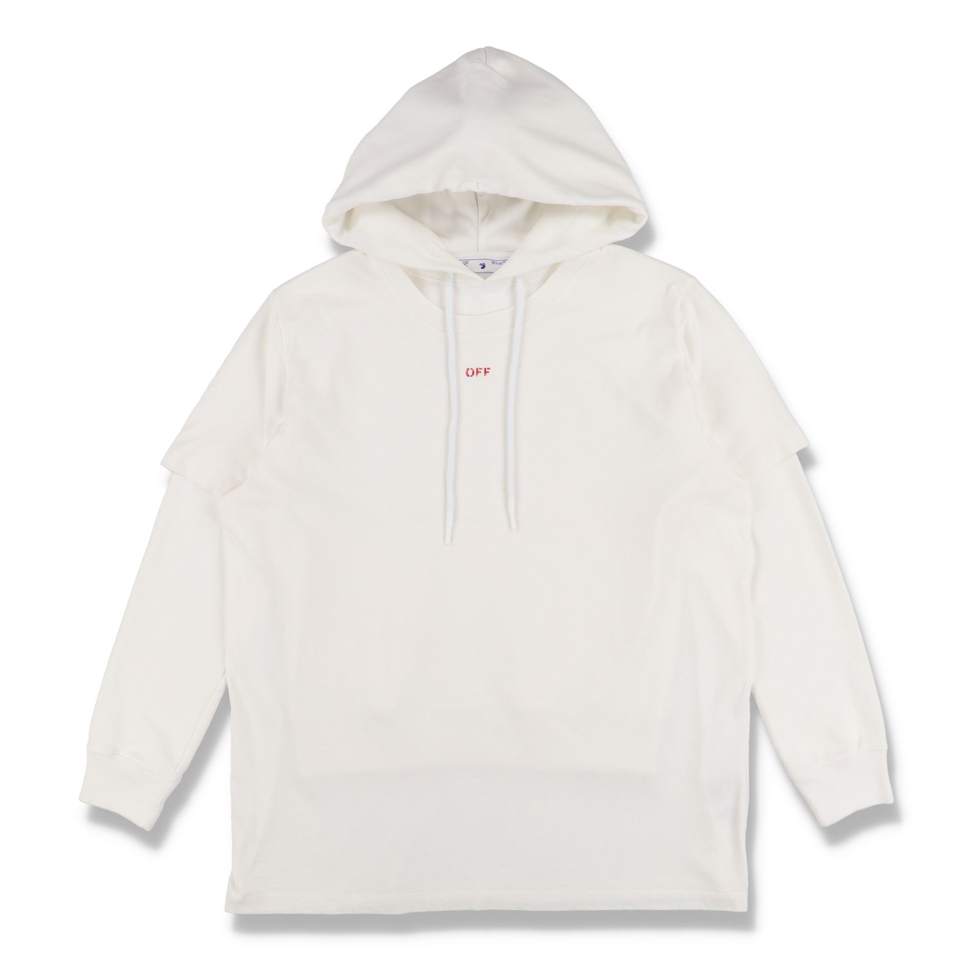 Off-White White and Red Stencil Arrows Oversized Layered Tee Hoodie Size US S / EU 44-46 / 1 - 5 Thumbnail