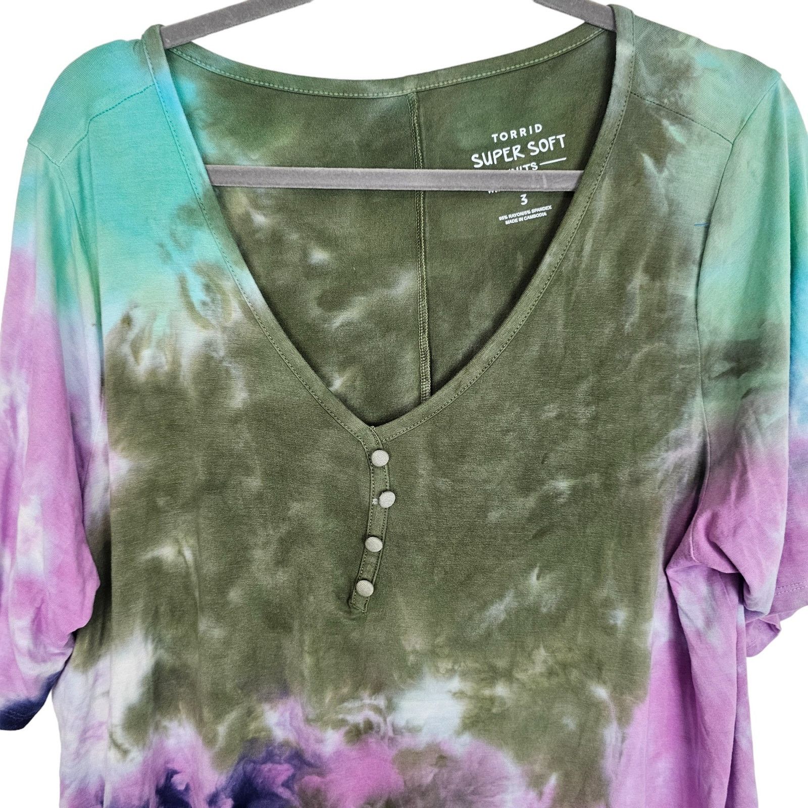 Torrid Torrid Super Soft Knits Tie Dye Tunic Henley Size 3X Stretch Size 3XL / US 20-22 - 3 Thumbnail