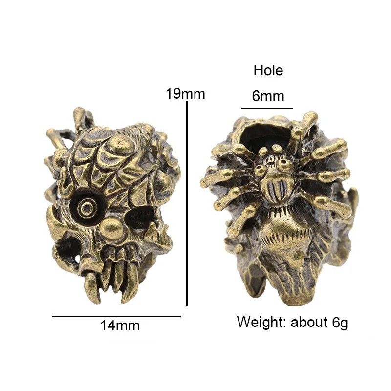 Handmade 3Pcs Spider Skull Knife Beads Paracord Bead Zipper Umbrella Size ONE SIZE - 7 Thumbnail