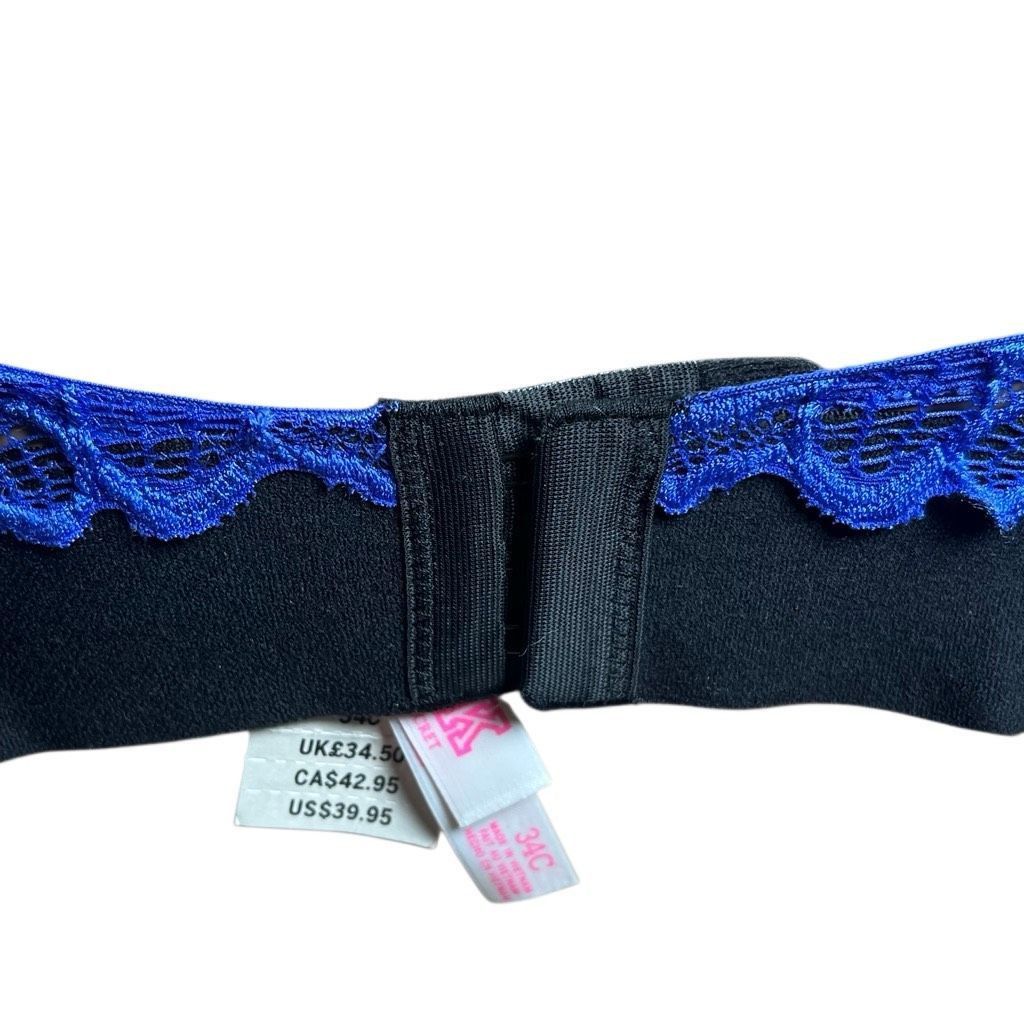 Victoria's Secret NWT Victoria’s Secret PINK Blue Floral Lace Push Up Bra 34C Size ONE SIZE - 5 Thumbnail