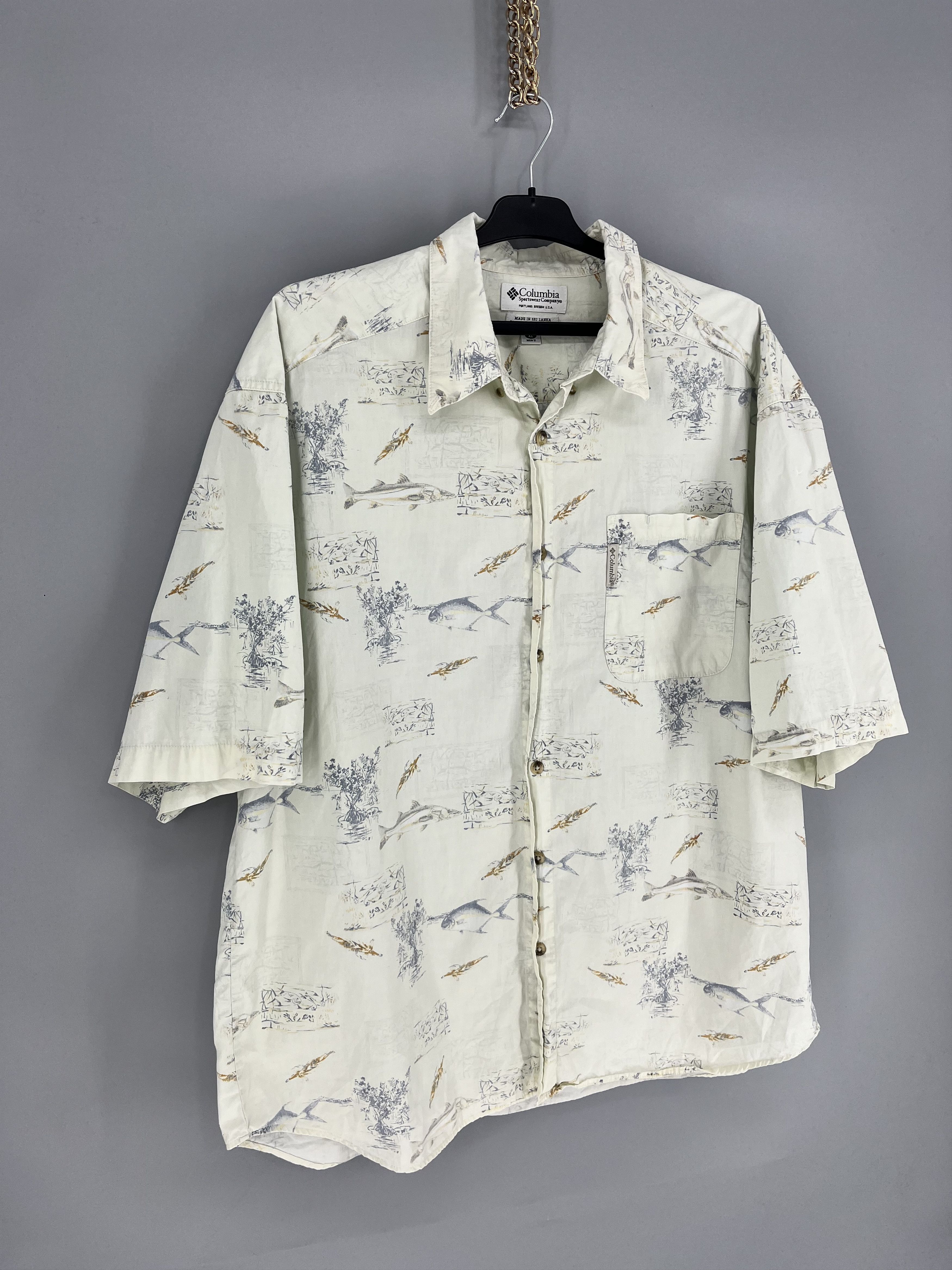 Columbia Vintage Columbia Fish Overprint Beach Hawaiian Shirt XLarge Size US XL / EU 56 / 4 - 2 Thumbnail