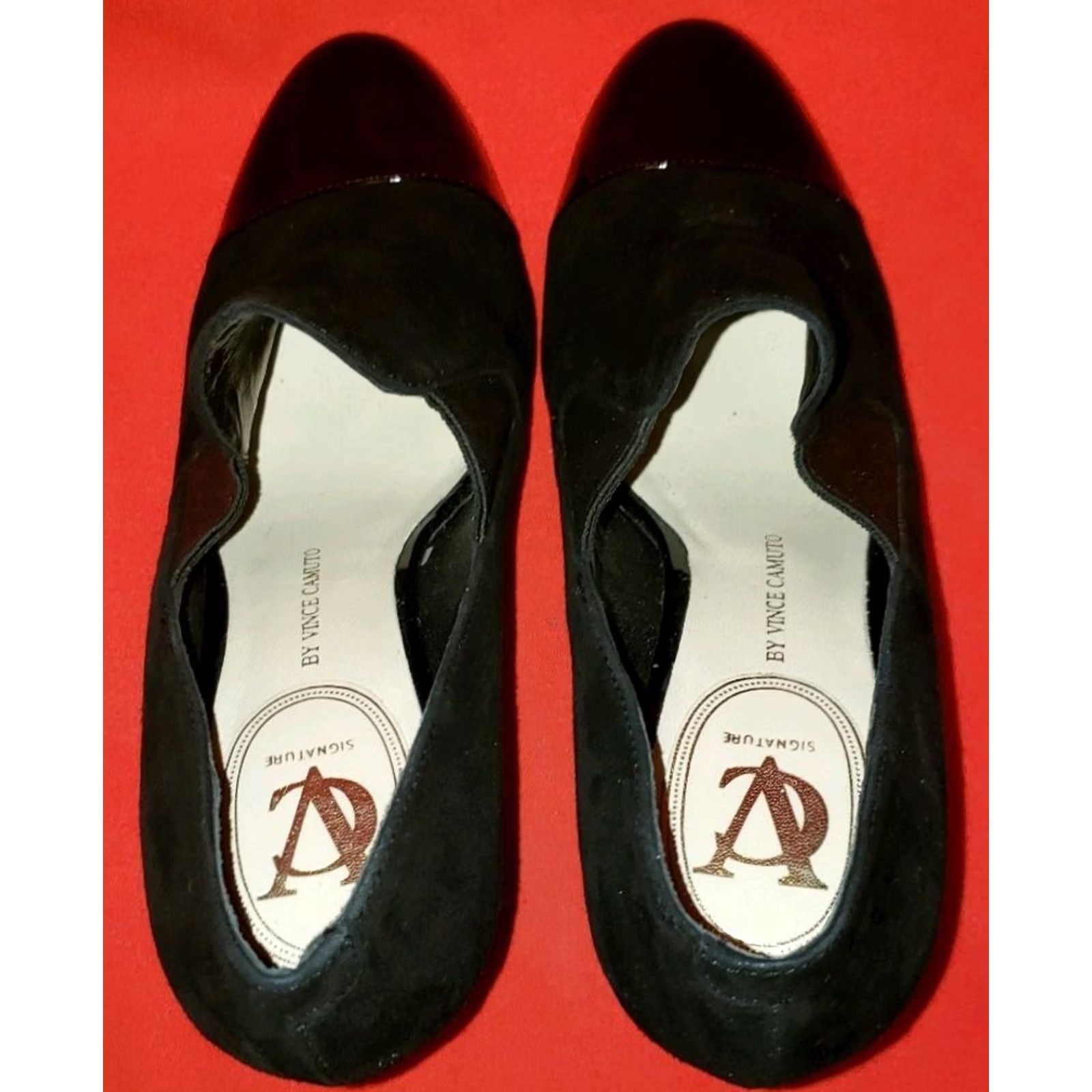 Vince Camuto Vince Camuto Womens Pumps Black Suede Patent Toe Cap Heel Elastic 8.5M Size ONE SIZE - 7 Thumbnail
