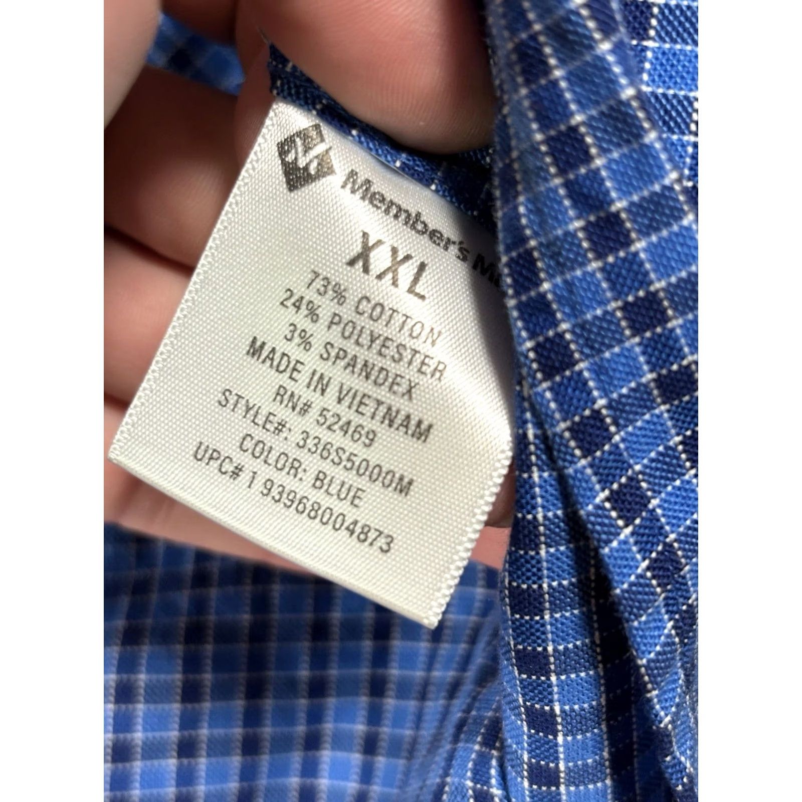 Vintage Members Mark Shirt Mens XXL Blue Plaid Button-Up Collared Long Sleeve Oxford Shirt Size US XXL / EU 58 / 5 - 3 Thumbnail