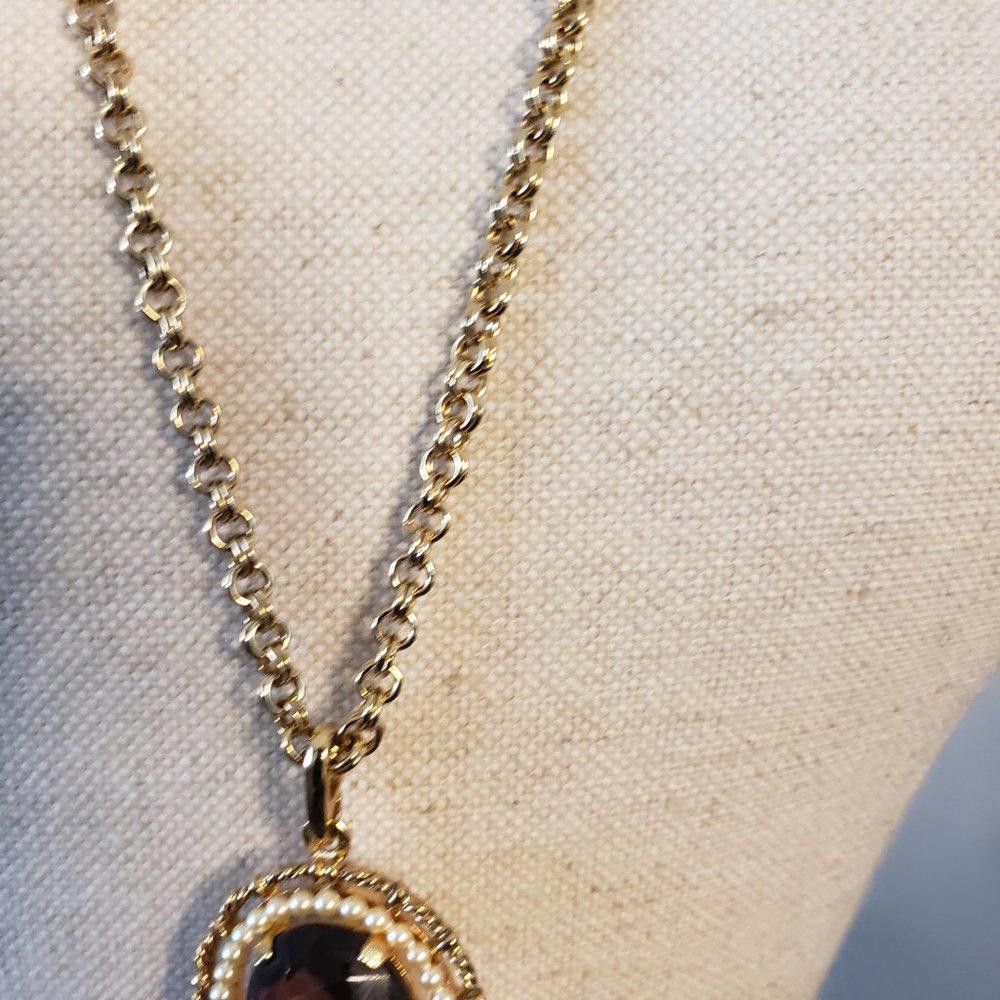 Designer Tassel Purple & Gold Tone Crystal Pendant Necklace 36" Size ONE SIZE - 4 Thumbnail