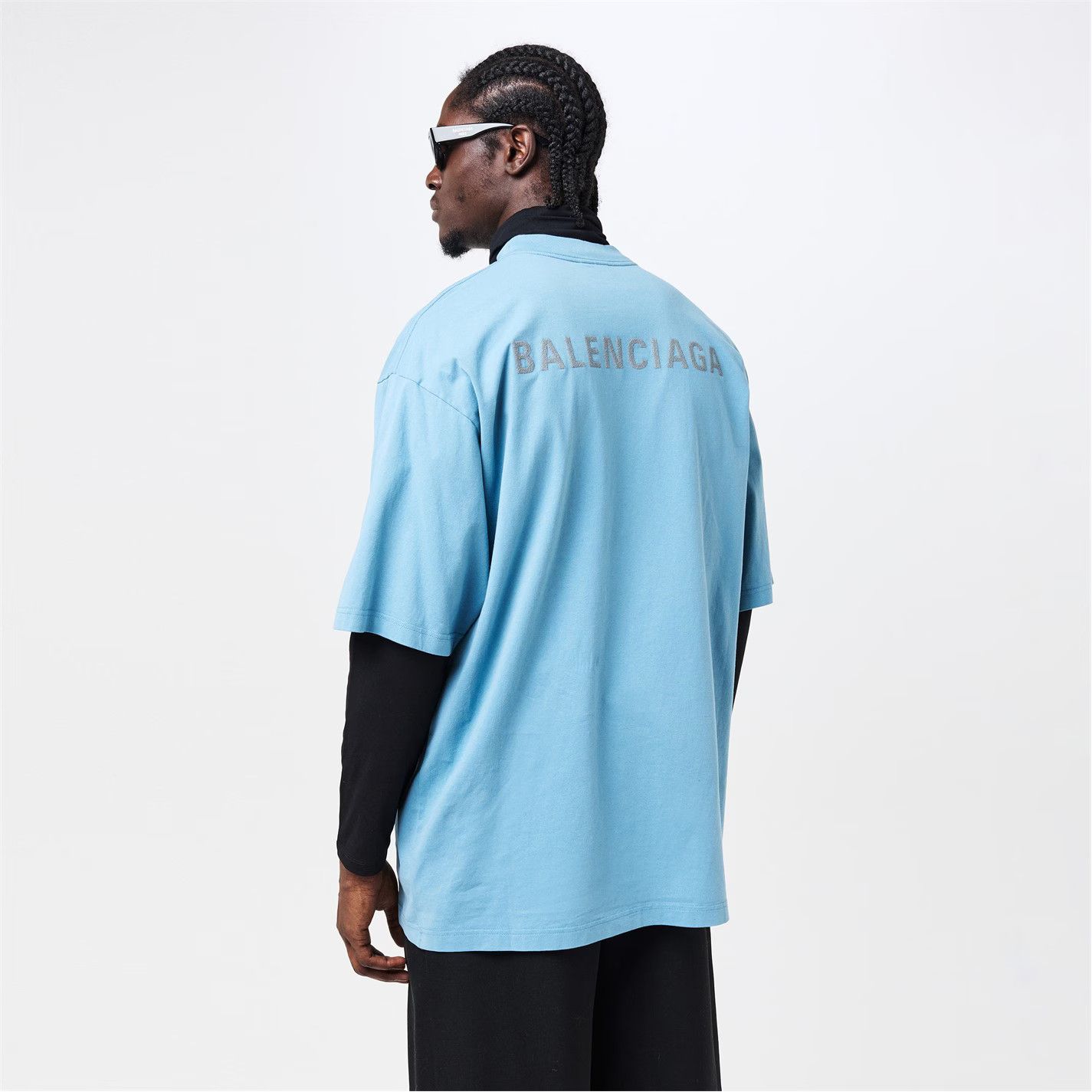 Balenciaga o1g2r1mq0226 T-Shirt In Blue Size US L / EU 52-54 / 3 - 3 Thumbnail