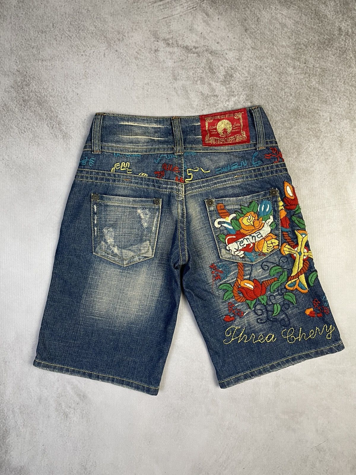 Hysteric Glamour Y2k Treachery Souljeans Hand Embroidery Denim Shorts Jorts Size 25" / US 0 / IT 36 - 1 Thumbnail