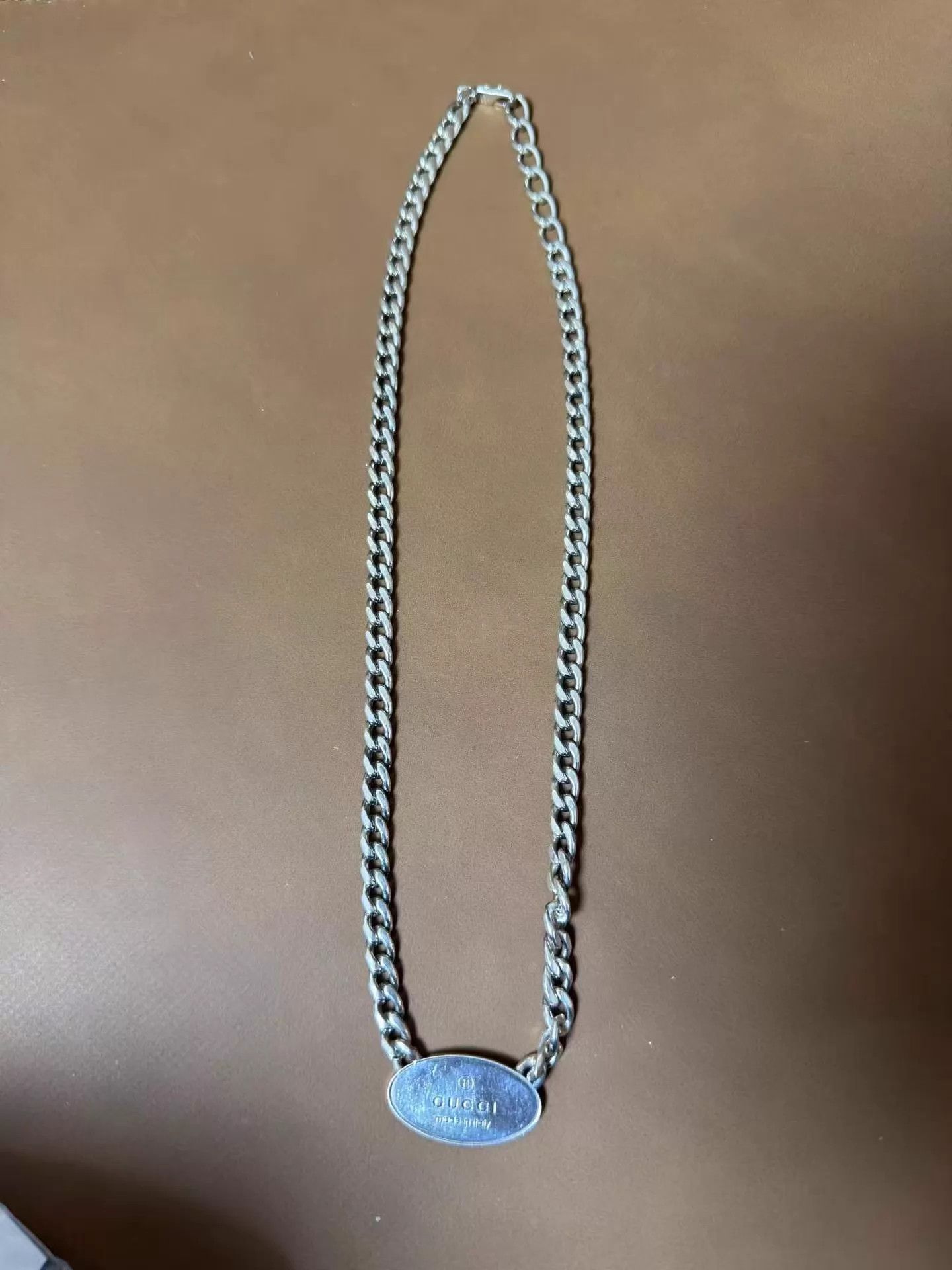 Gucci GUCCI Trademark Logo Pendant 925 Silver Necklace Size ONE SIZE - 1 Thumbnail