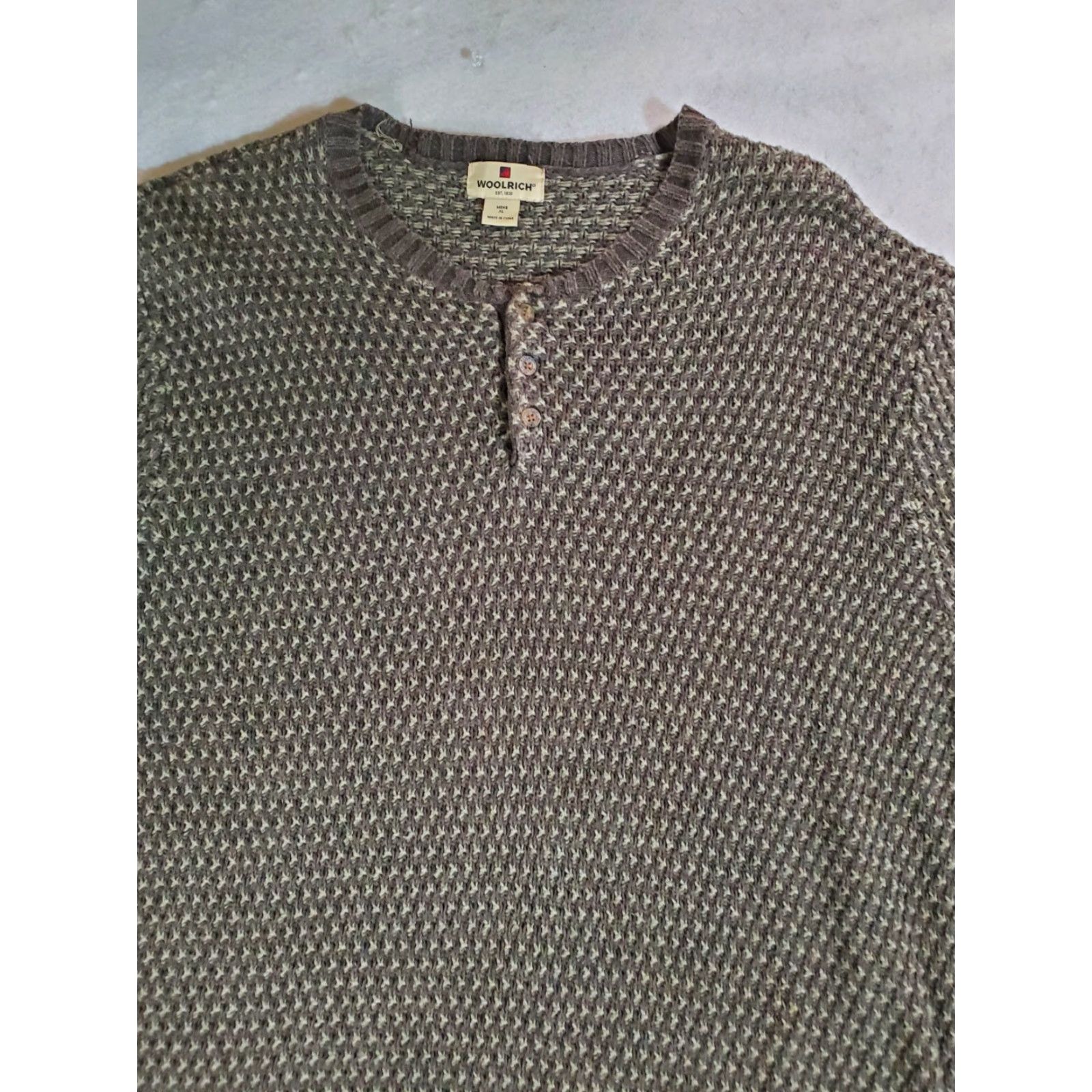Vintage VINTAGE Woolrich Cable Knit Sweater 1/4 Button Cotton Blend Men’s Size XL Brown Wool knit Crew Neck Classic Pullover 90s USA Vintage Mens Size XL Size XL / US 12-14 / IT 48-50 - 2 Thumbnail