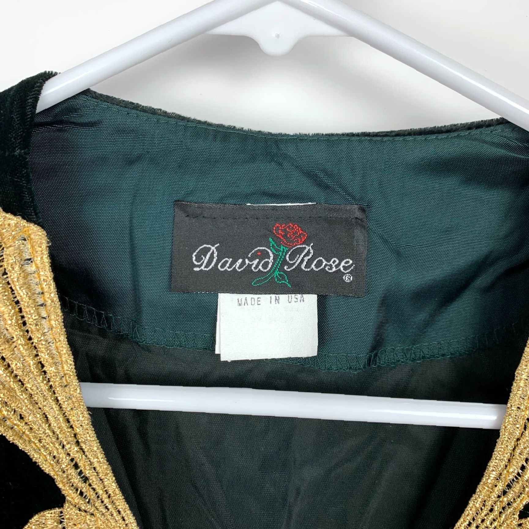 Vintage VINTAGE David Rose Green Velvet Gold Embellished Open Front Cardigan Large Size L / US 10 / IT 46 - 3 Thumbnail