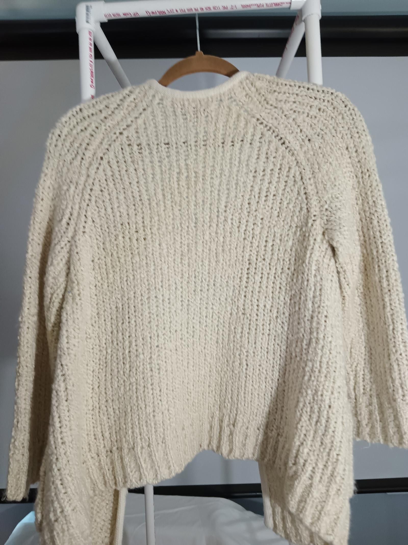 Designer LOFT Cream Chunky Knit Cardigan - Petite Size M / US 6-8 / IT 42-44 - 3 Thumbnail