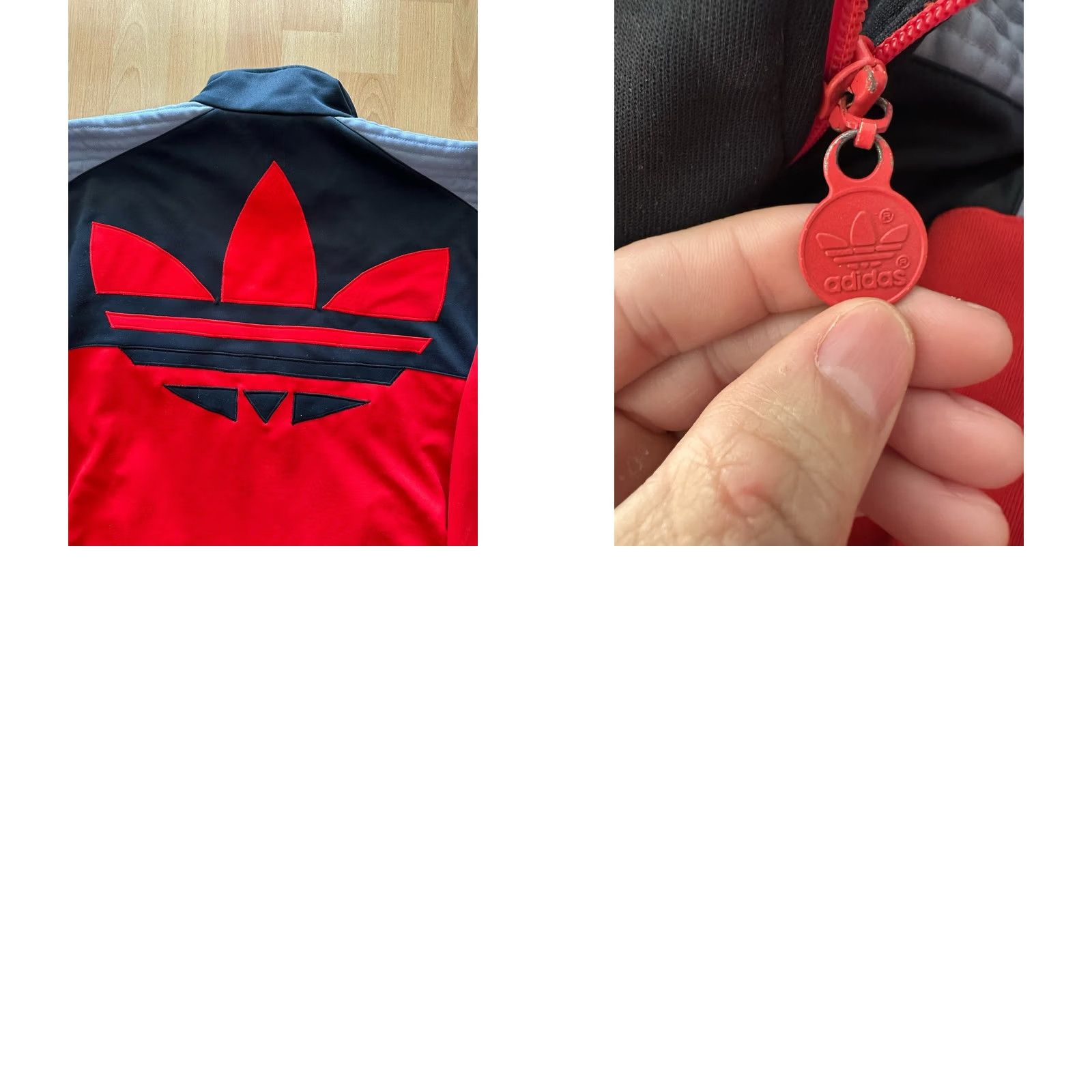 Adidas VINTAGE adidas Tracksuit Jacket L Red Gray Embroidered Logo Zip Knit Cotton Polyester Size US 33 - 8 Thumbnail