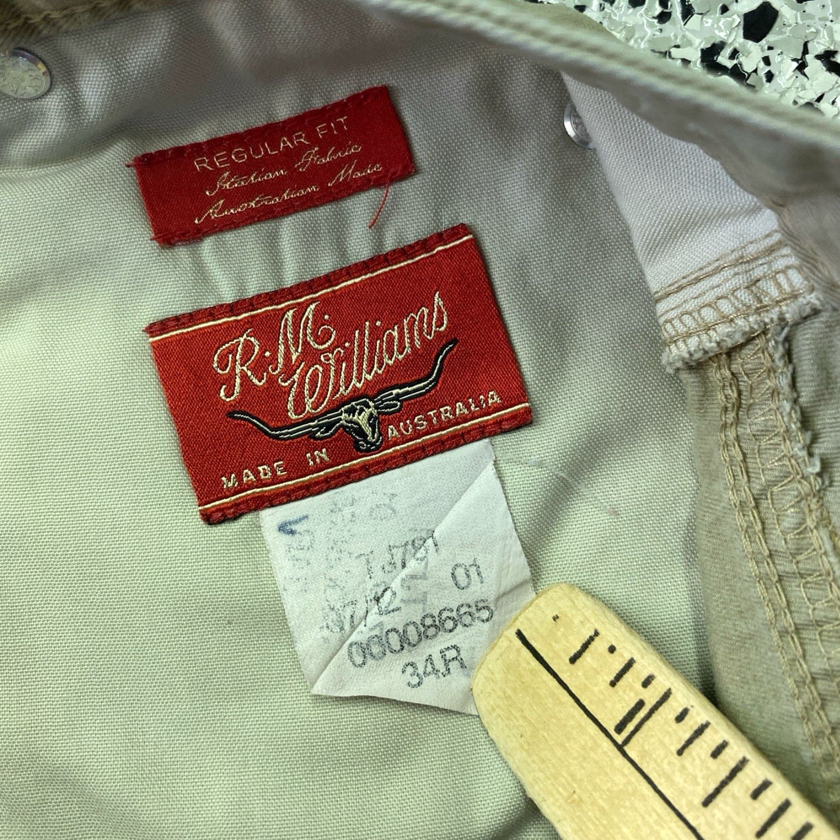 Vintage R.M. Williams Jeans Mens 34x30 Denim Straight Zip Fly TJ881 Pants Beige 5-Pocket City Regular Mens Size US 34 / EU 50 - 4 Thumbnail